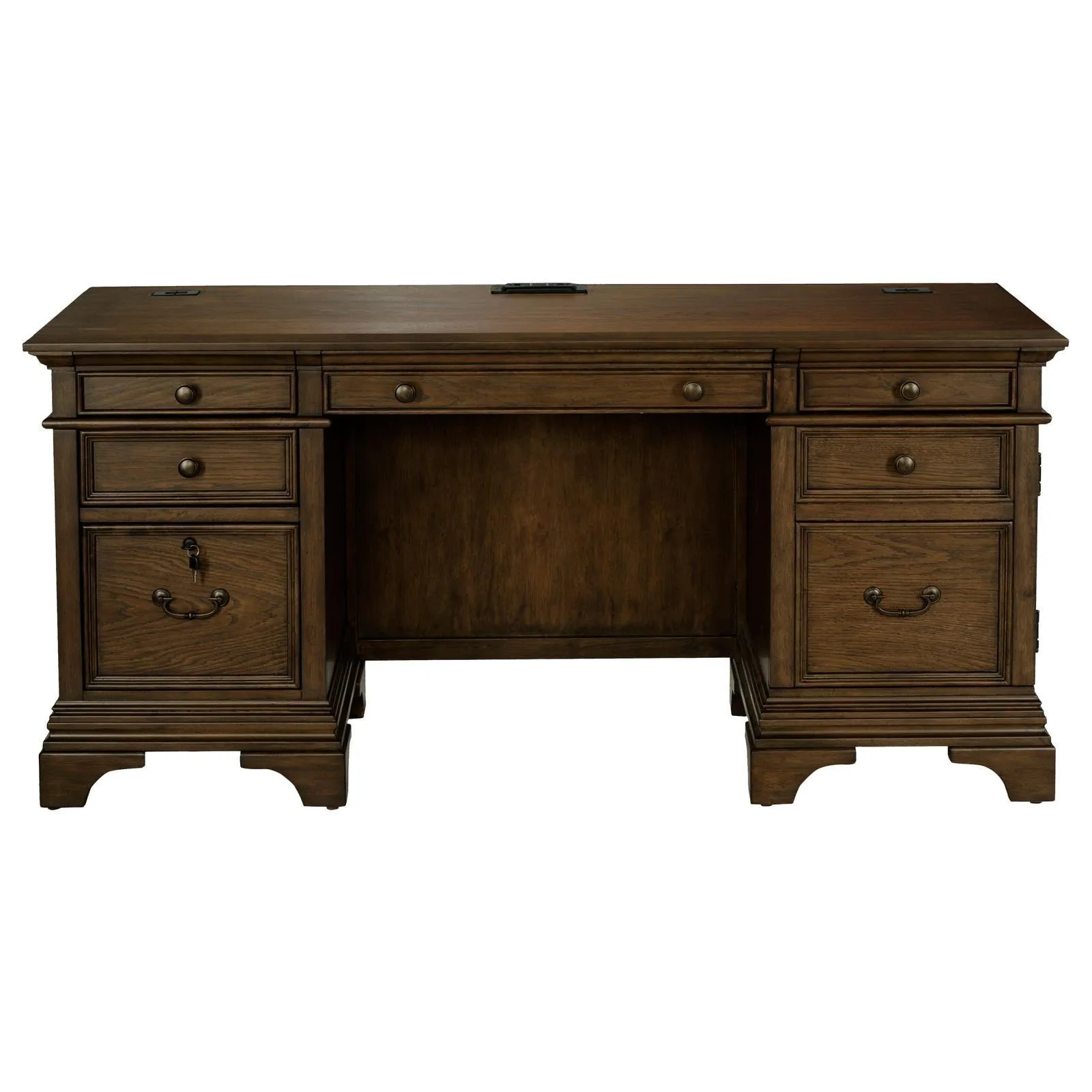 Hartshill Burnished Oak Credenza with Power Outlet - Image 3