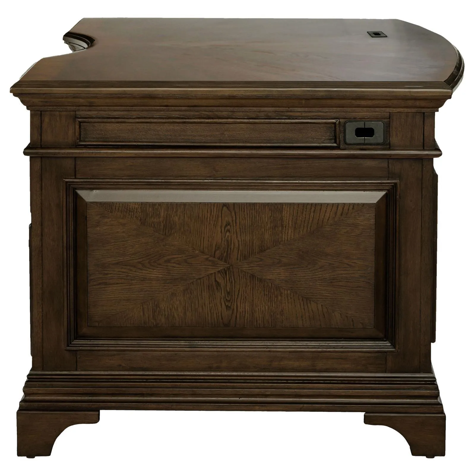 Hartshill Burnished Oak Executive Desk with File Cabinets - Image 5