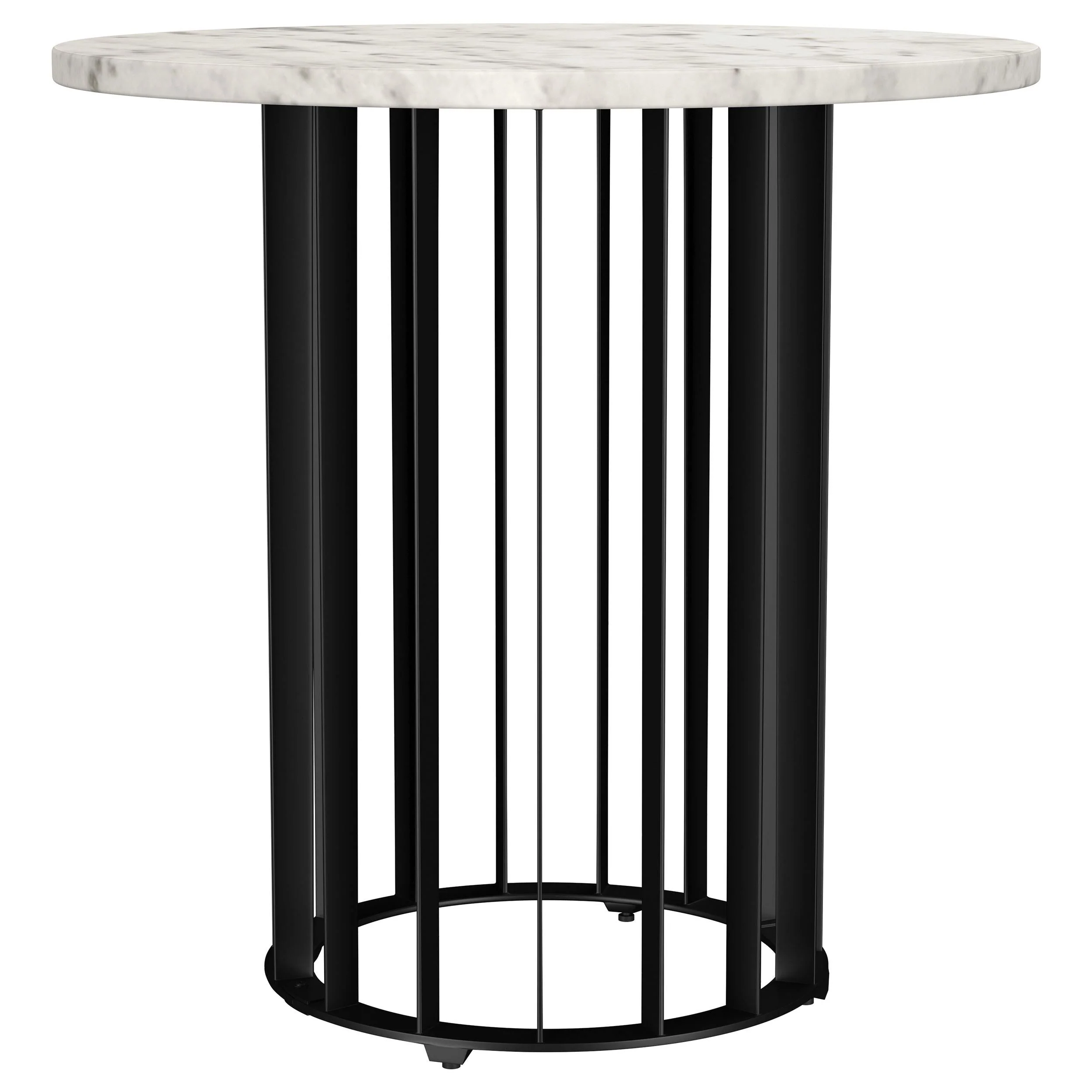 Haven Black and White Round Genuine Marble Top End Side Table - Image 2