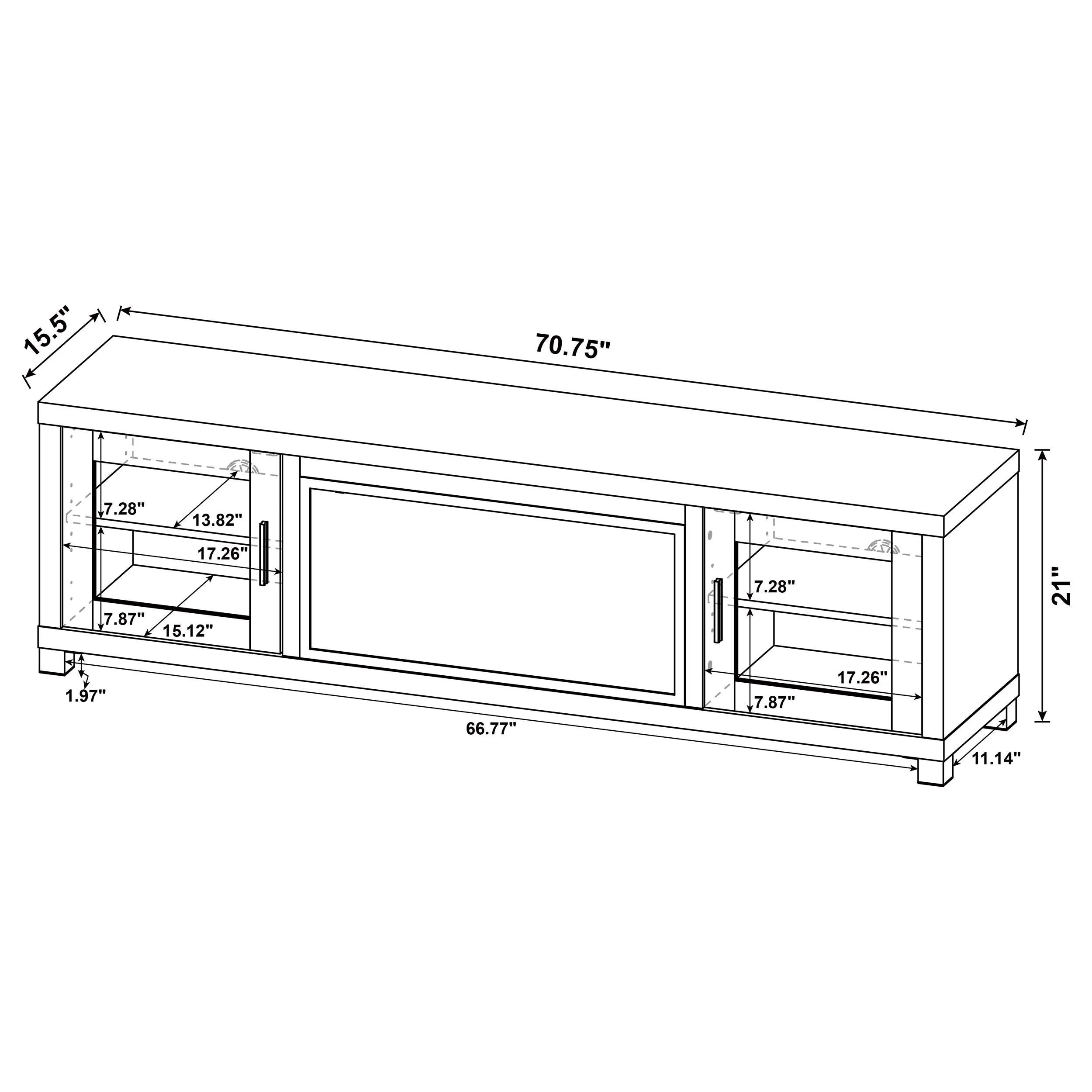 Havering Dark Pine 71-inch TV Stand Fireplace Media Console - Image 15