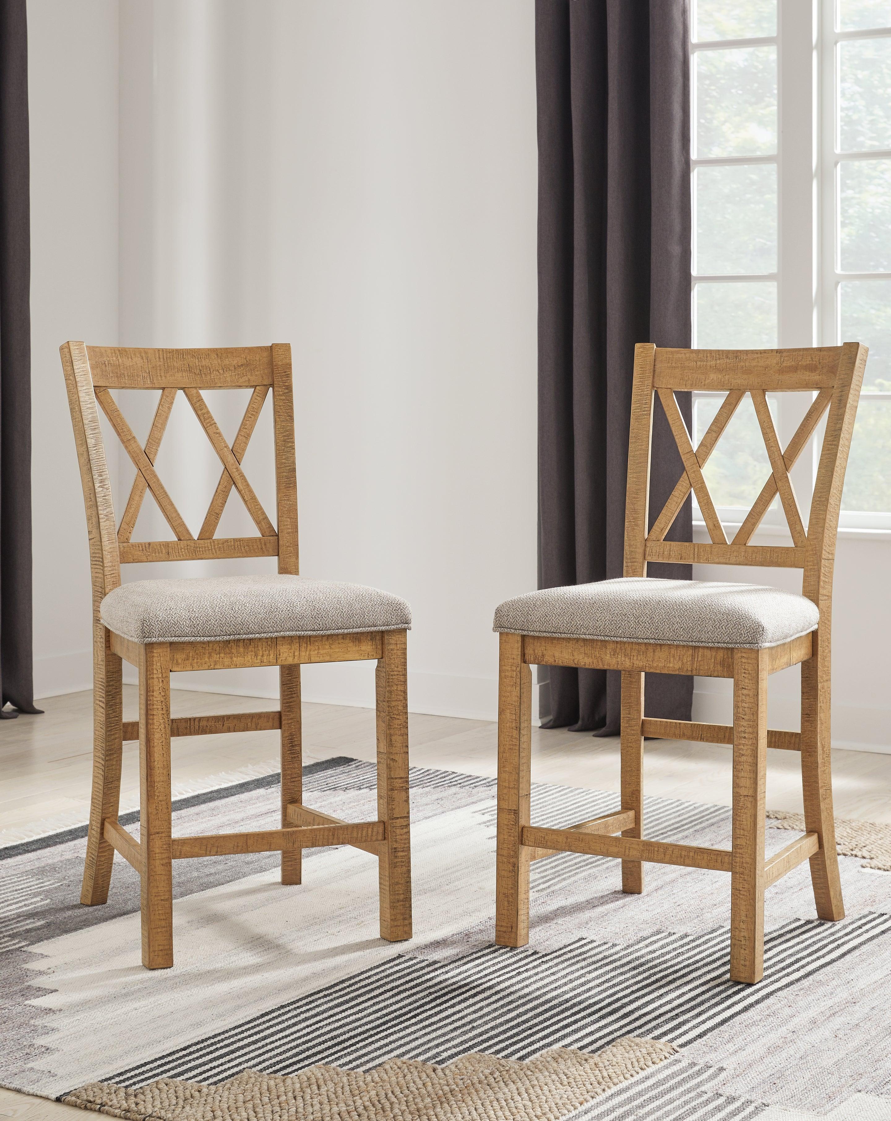 Havonplane Light Brown Pine Counter Height Dining Table and 6 Barstools - Image 16