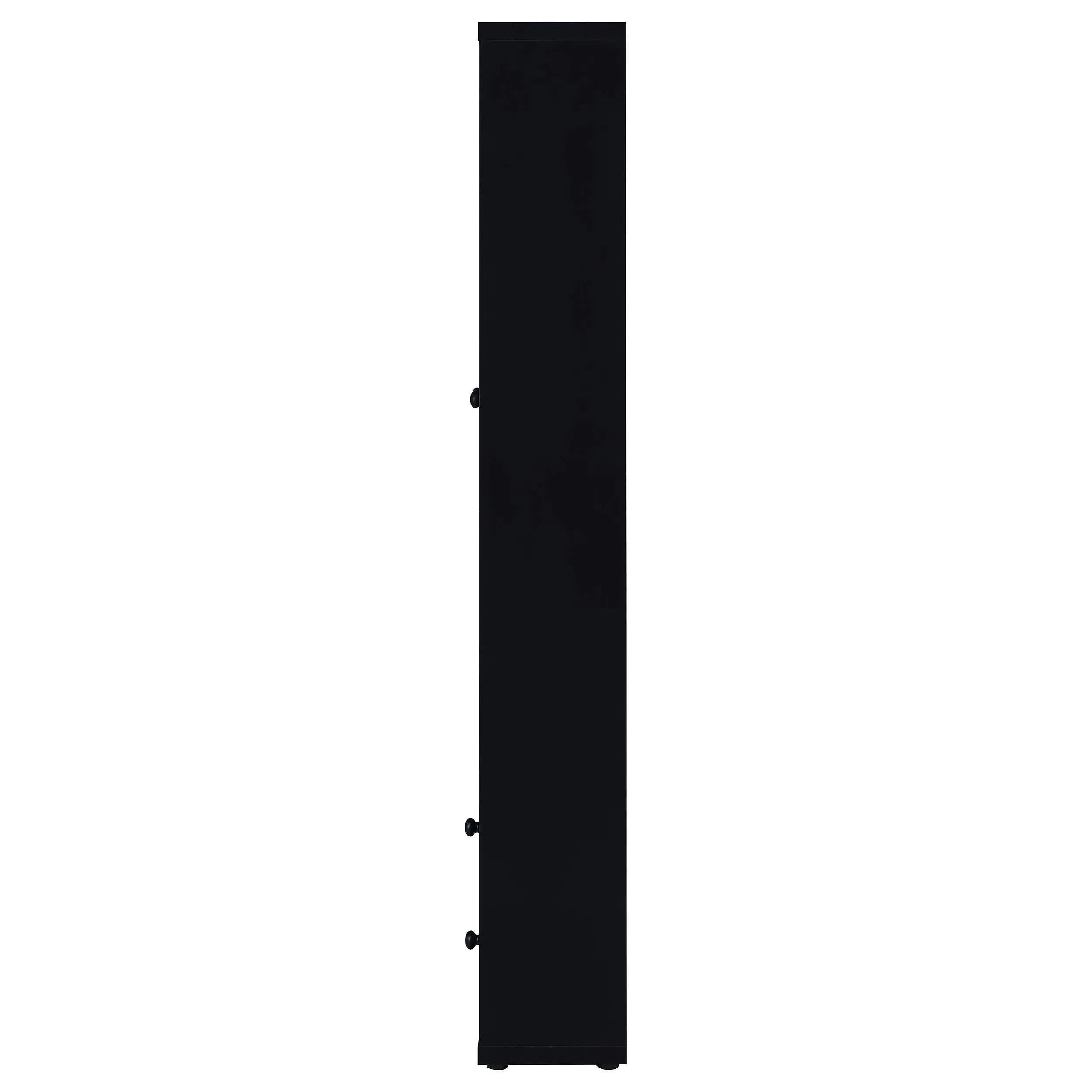 Hawthorne Black 4-Shelf Glass Door Tall Cabinet with Drawers - Image 6