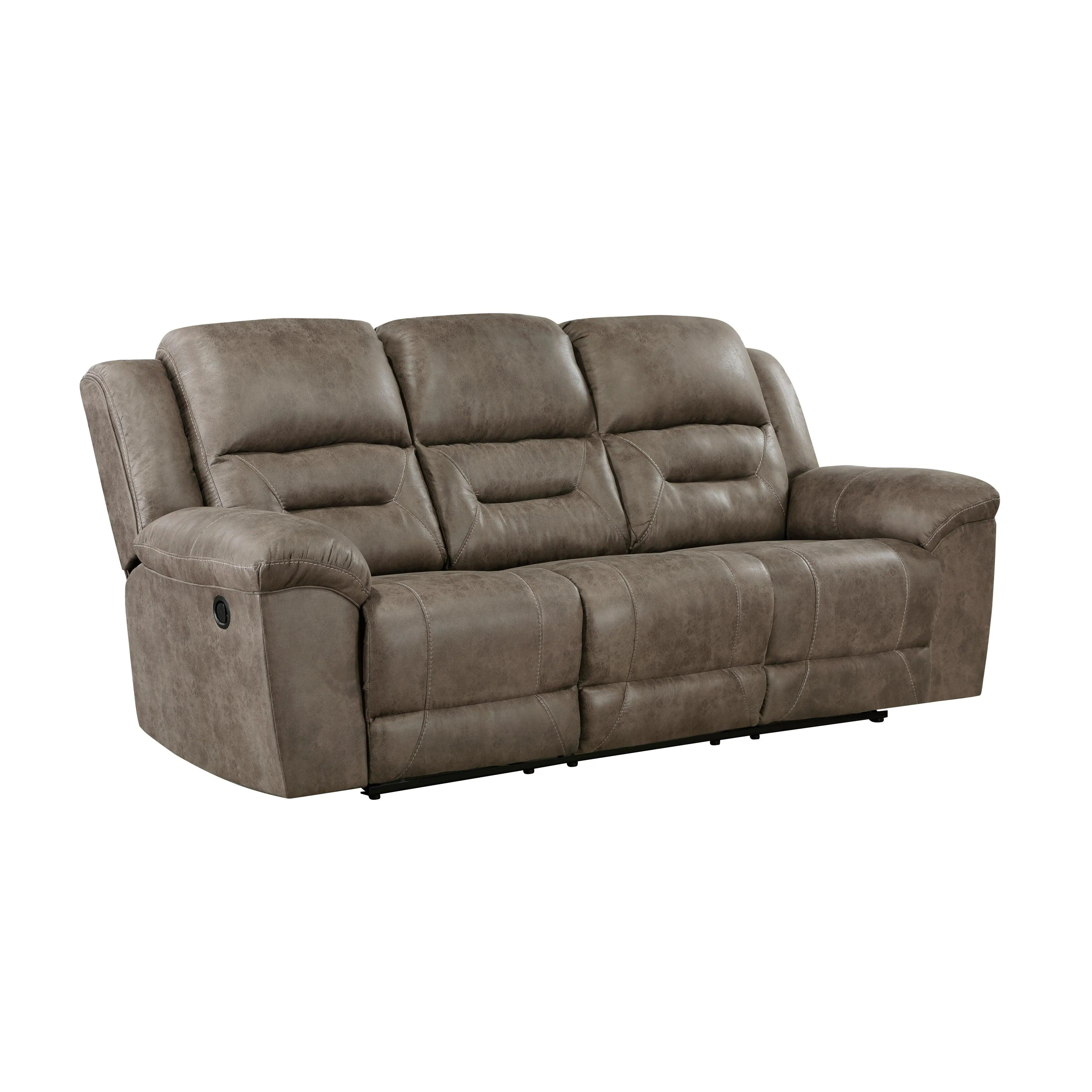 Hazen Brown Microfiber Double Reclining Sofa - Image 3