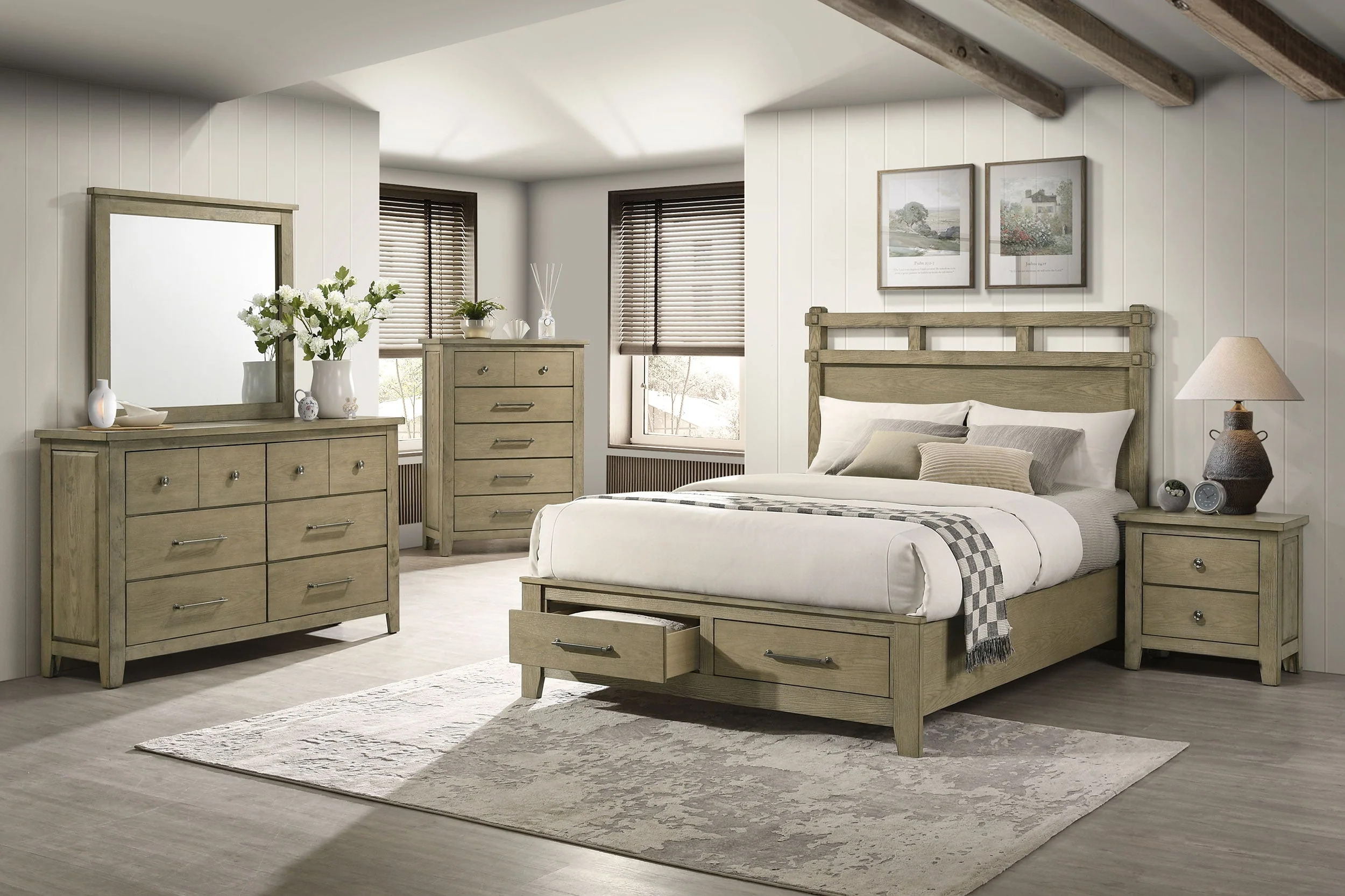 Hazlewood Vineyard Oak 59-inch Queen Panel Storage Bed - Image 10
