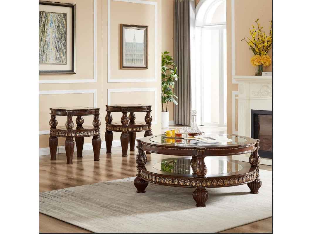 HD-1521 Mohagany 3-Piece Coffee Table Set