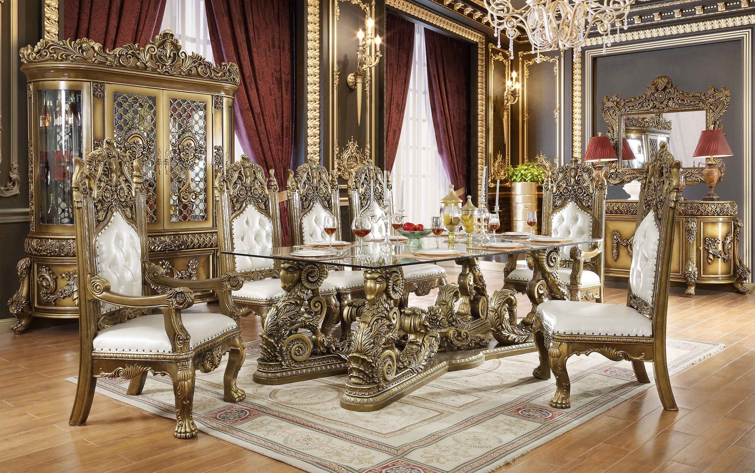 HD-1802 Bronze 7-Piece Dining Room Set