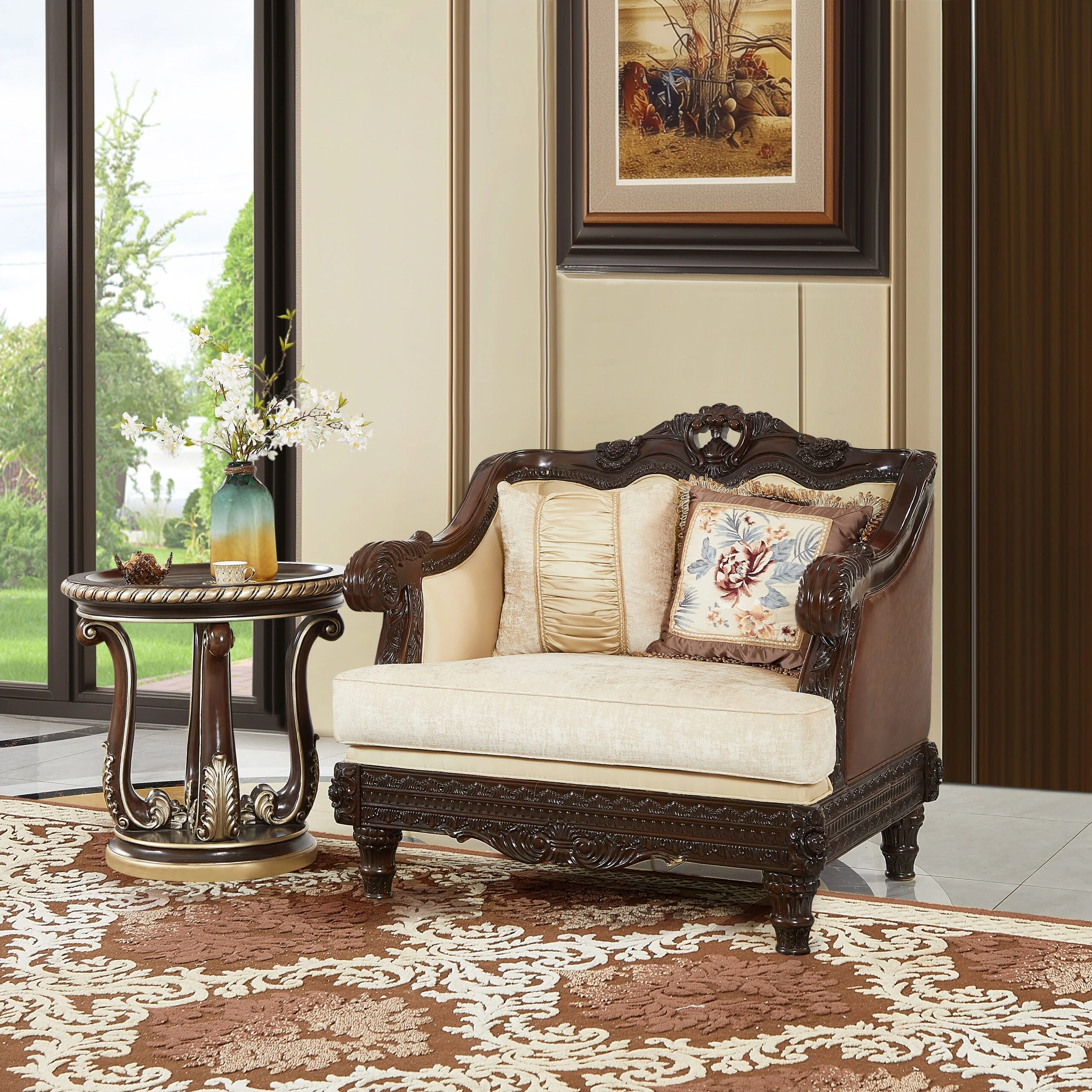 HD-386 Cherry Mahogany Sofa - Image 3