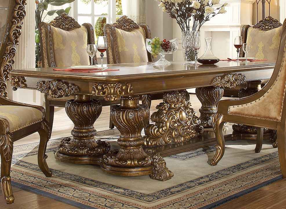HD-8011 Antique Gold/Perfect Brown Dining Table