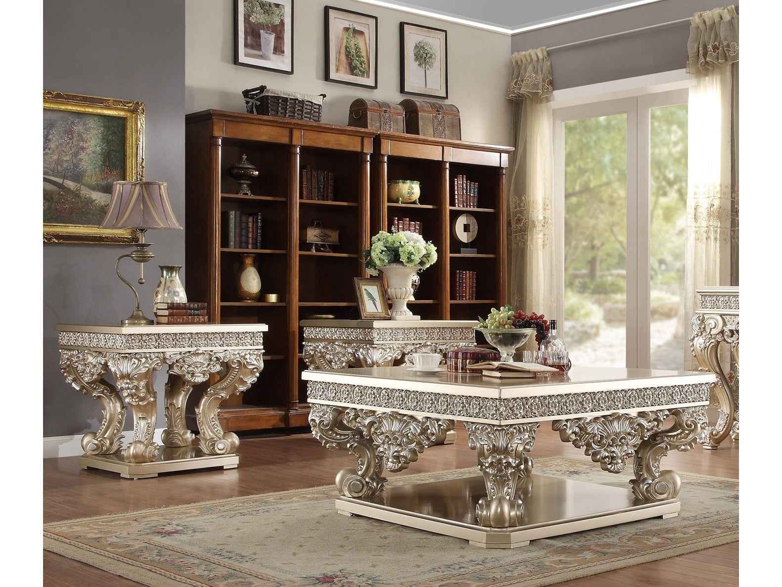 HD-8022 Champagne Gold 3-Piece Coffee Table Set