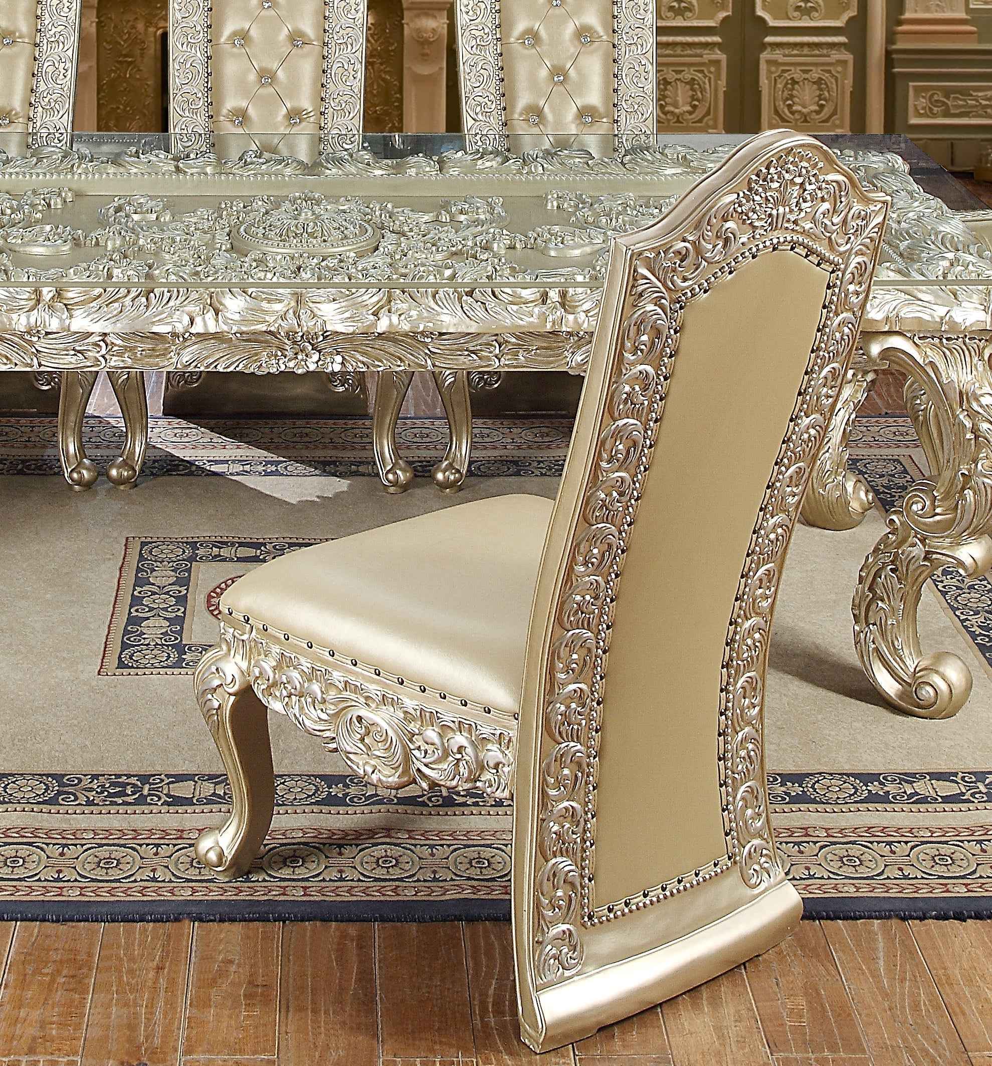 HD-8022 Champagne Gold 7-Piece Dining Room Set - Image 3