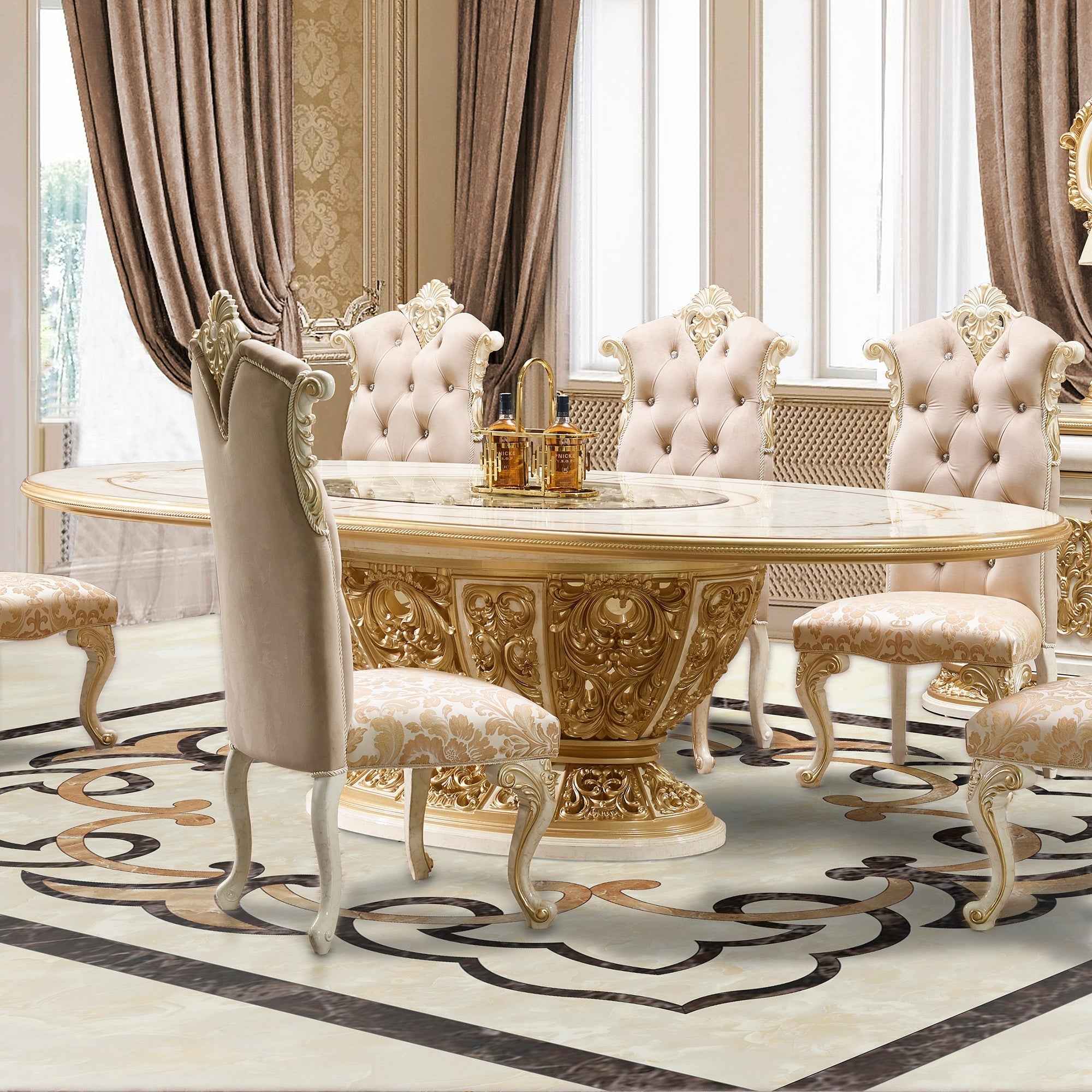 HD-903 Cream/Gold 7-Piece Dining Room Set - Image 3