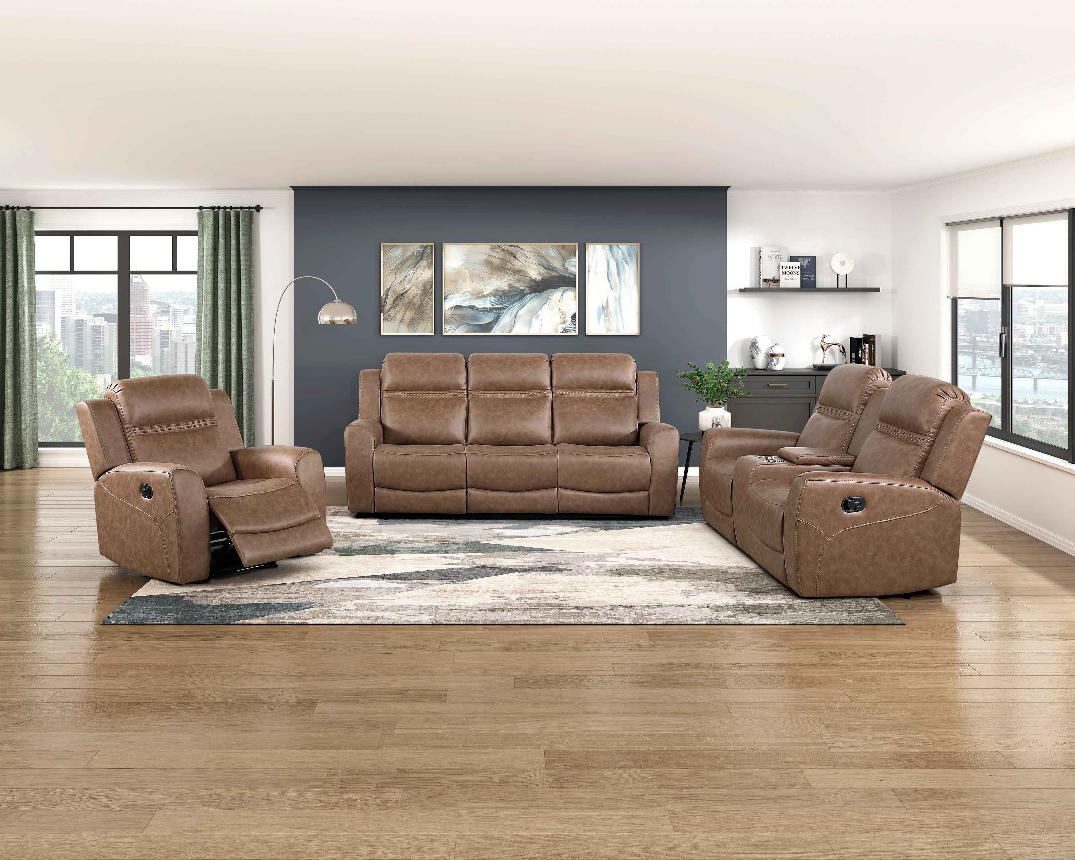 Hearth Brown 3-Piece Reclining Living Room Set