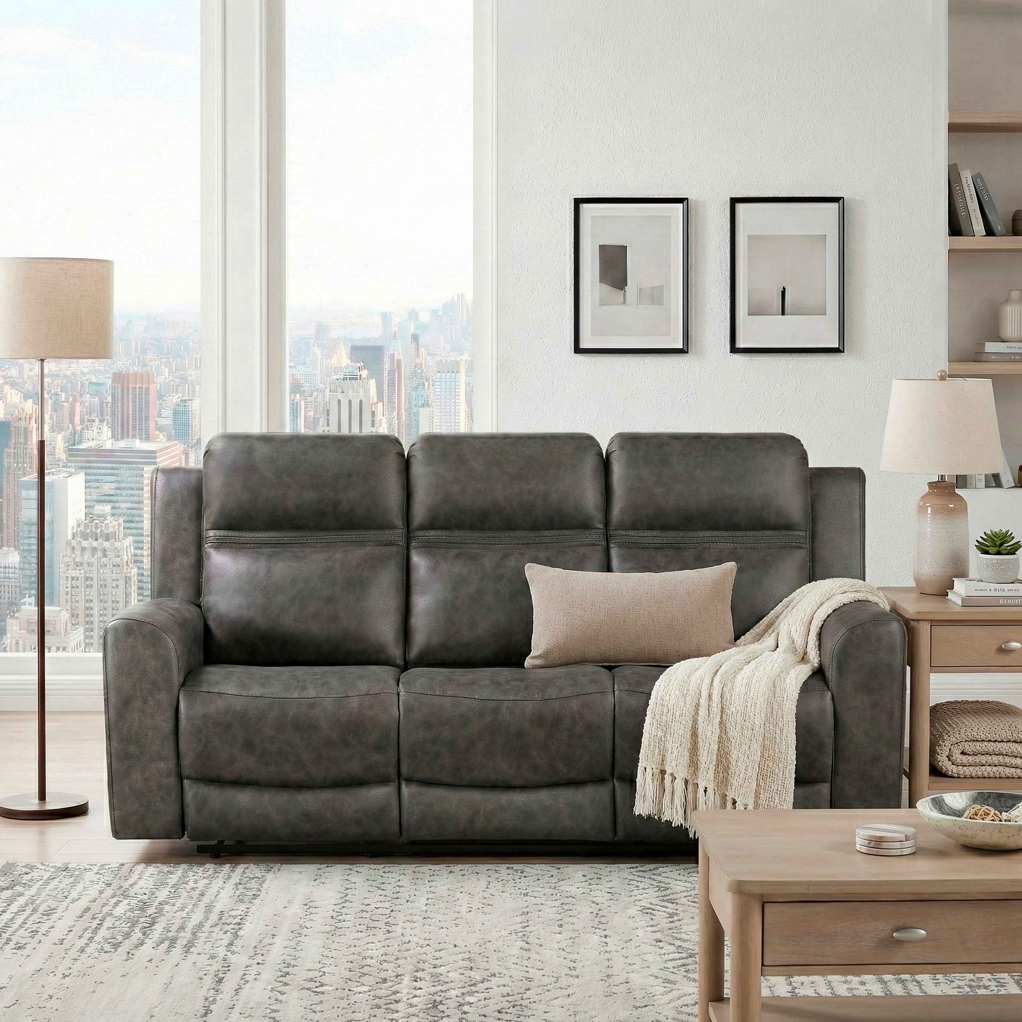 Hearth Charcoal Double Reclining Sofa - Image 11