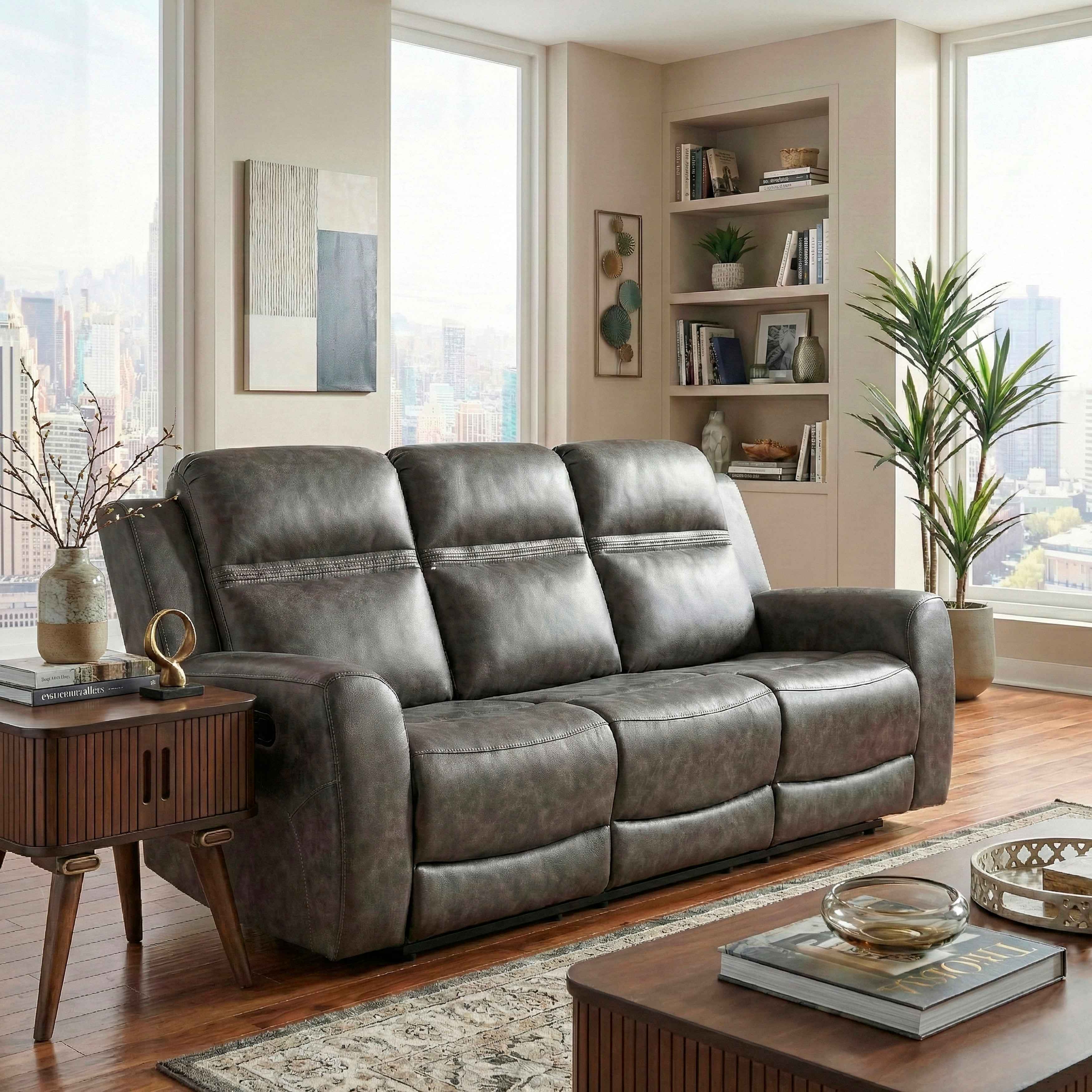 Hearth Charcoal Double Reclining Sofa - Image 12