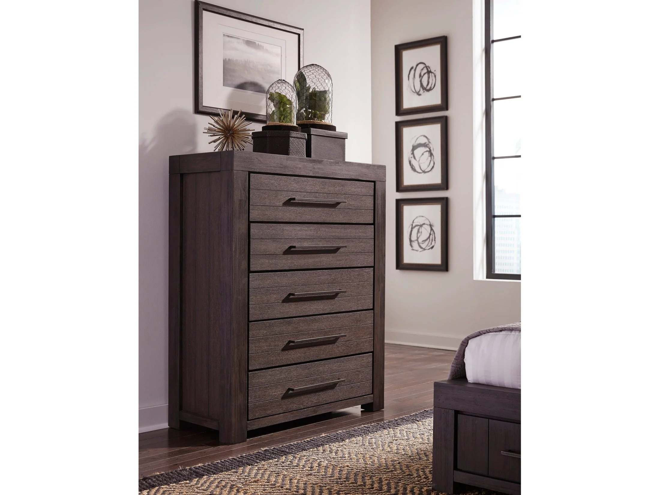 Heath Five Drawer Chest in Basalt Grey