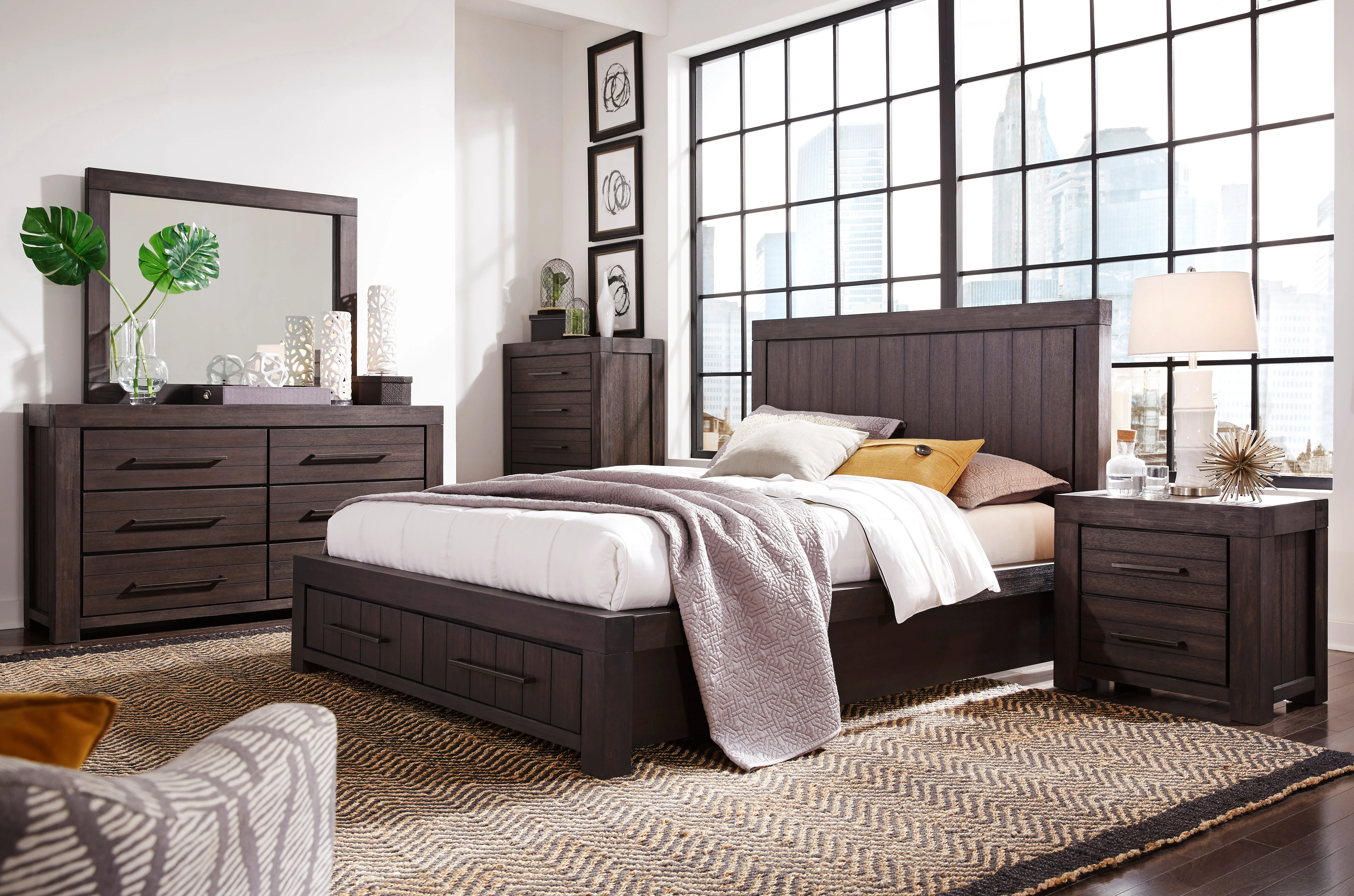 Heath Two Drawer Wood Full Storage Bed in Basalt Grey - Image 2