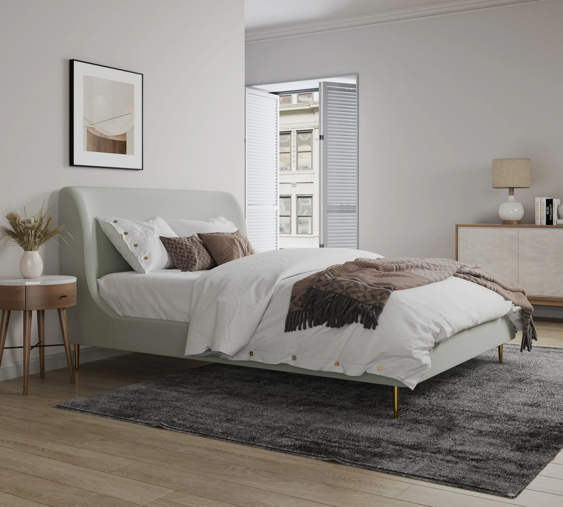 Heather Full-Size Bed in Cream - Image 2