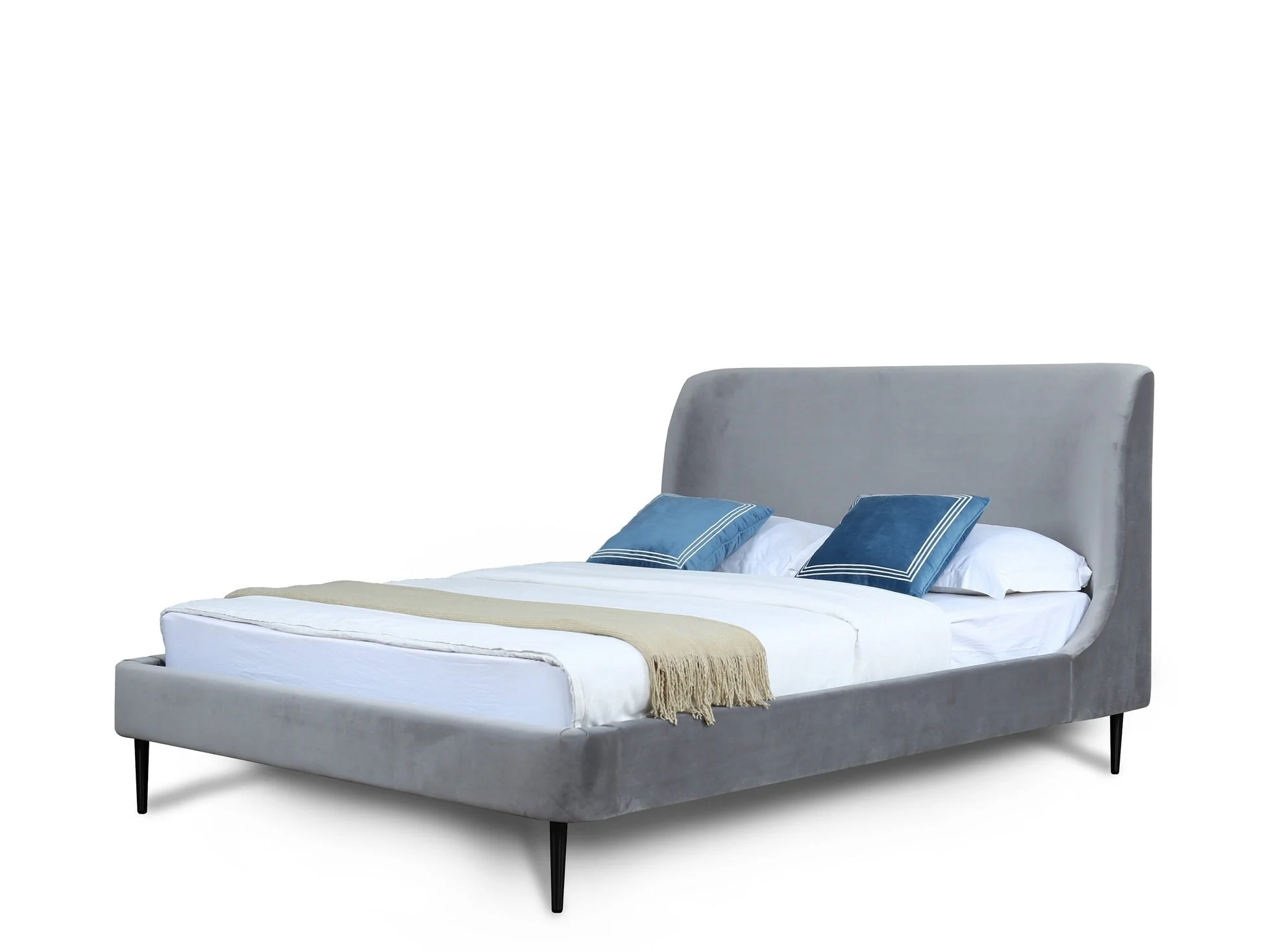 Heather Full-Size Bed in Grey and Black Legs