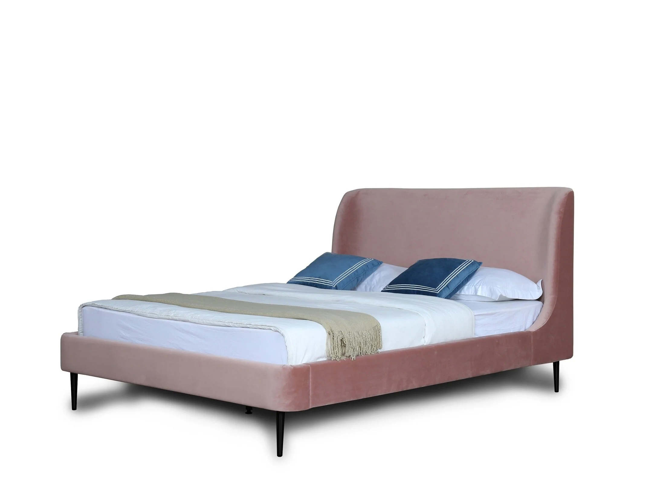Heather Queen Bed in Blush and Black Legs