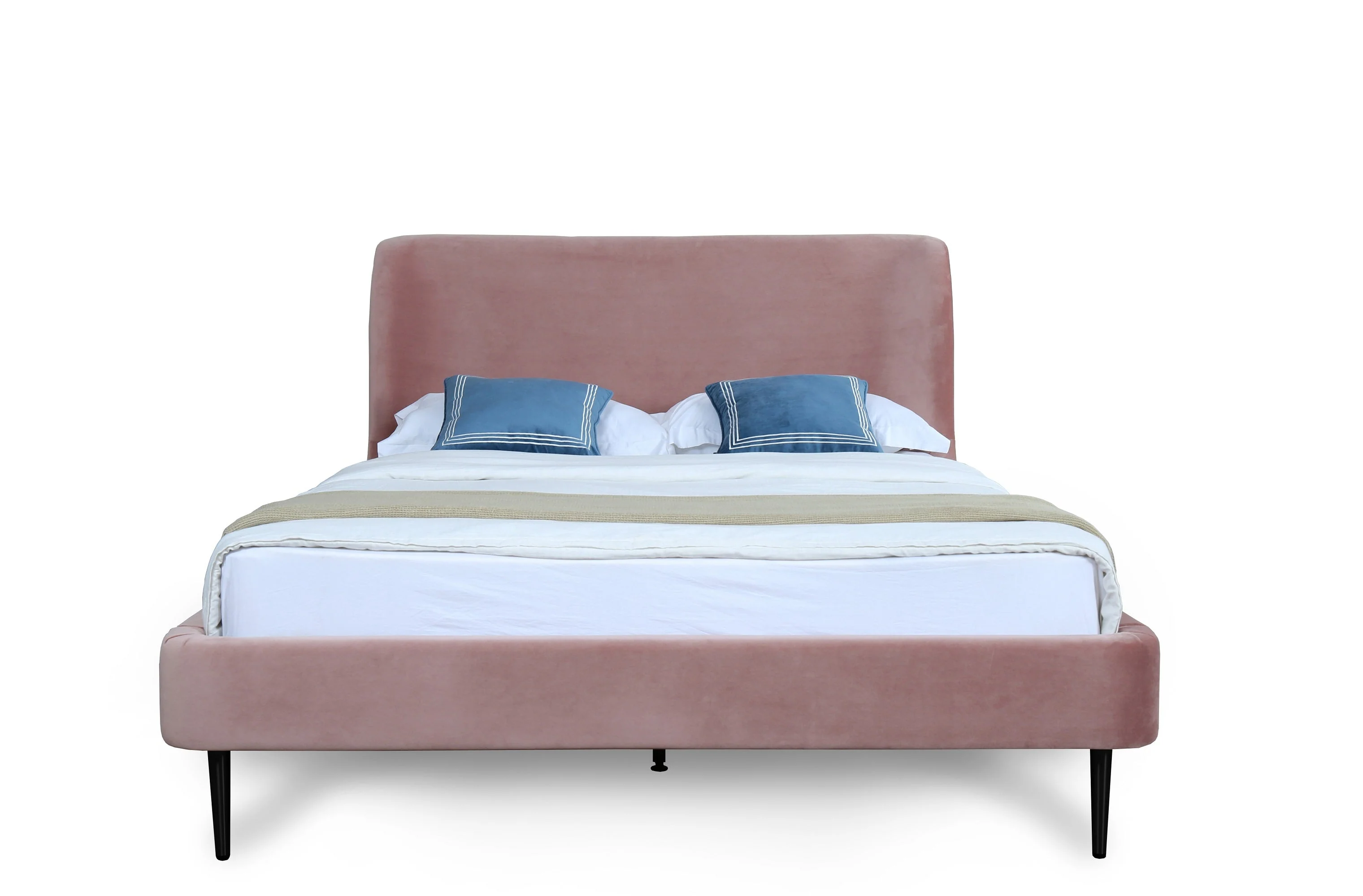Heather Queen Bed in Blush and Black Legs - Image 4