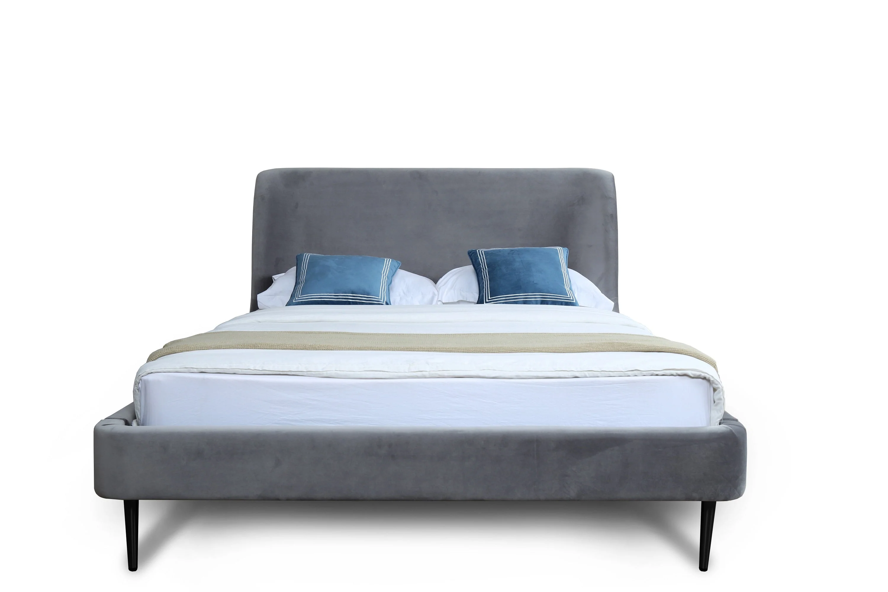 Heather Queen Bed in Grey and Black Legs - Image 4