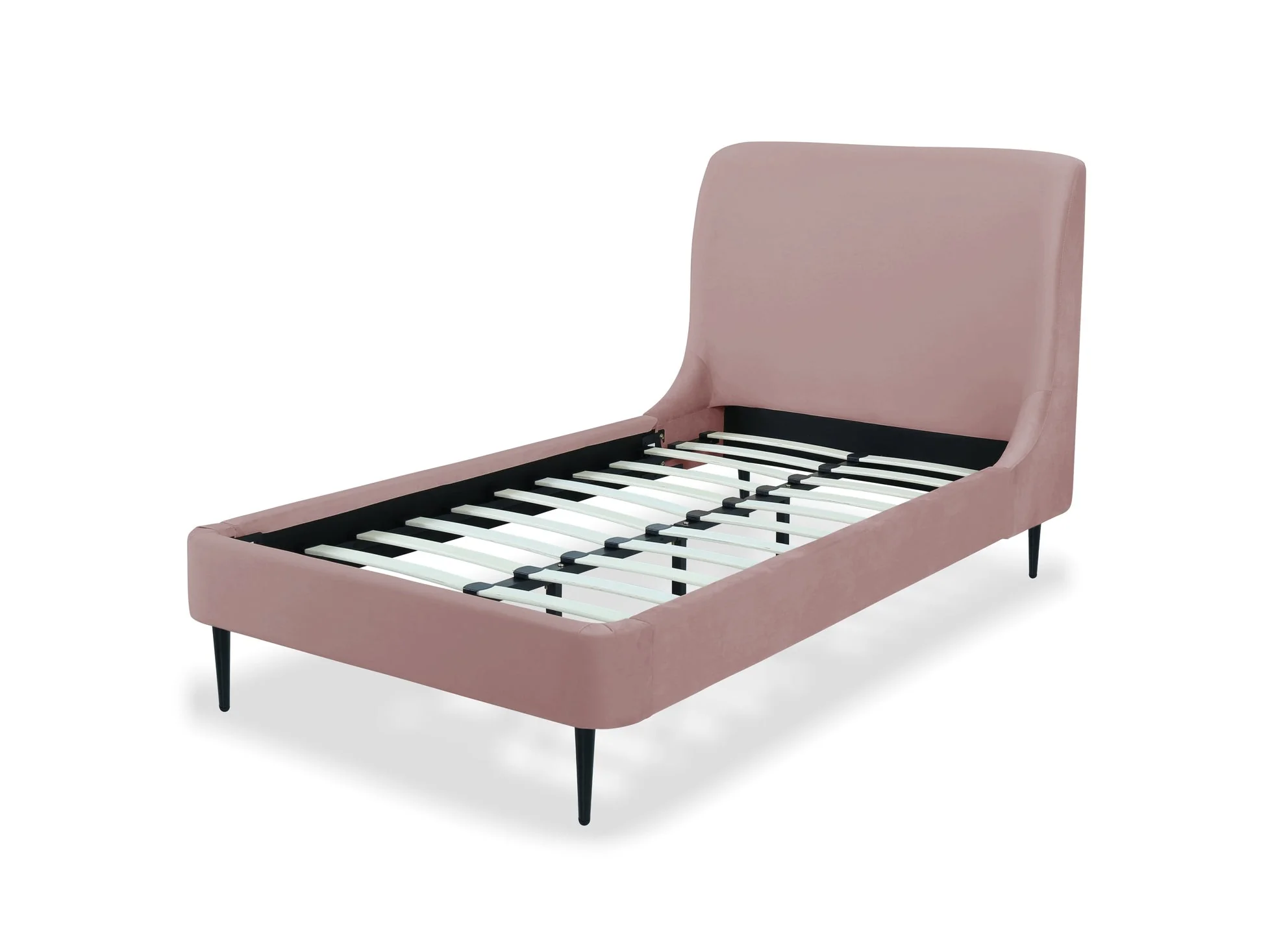 Heather Twin Bed in Blush with Black Legs