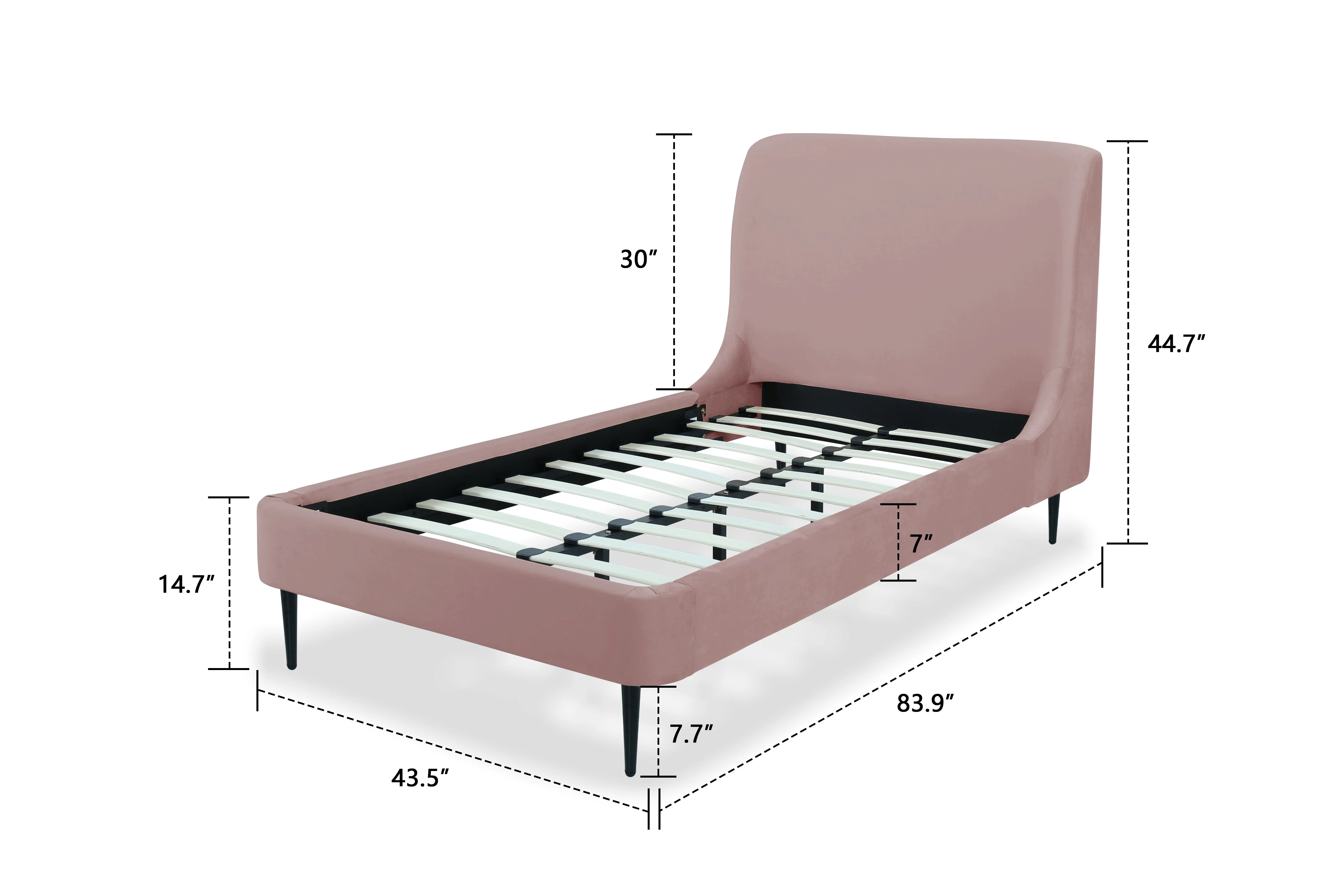 Heather Twin Bed in Blush with Black Legs - Image 3