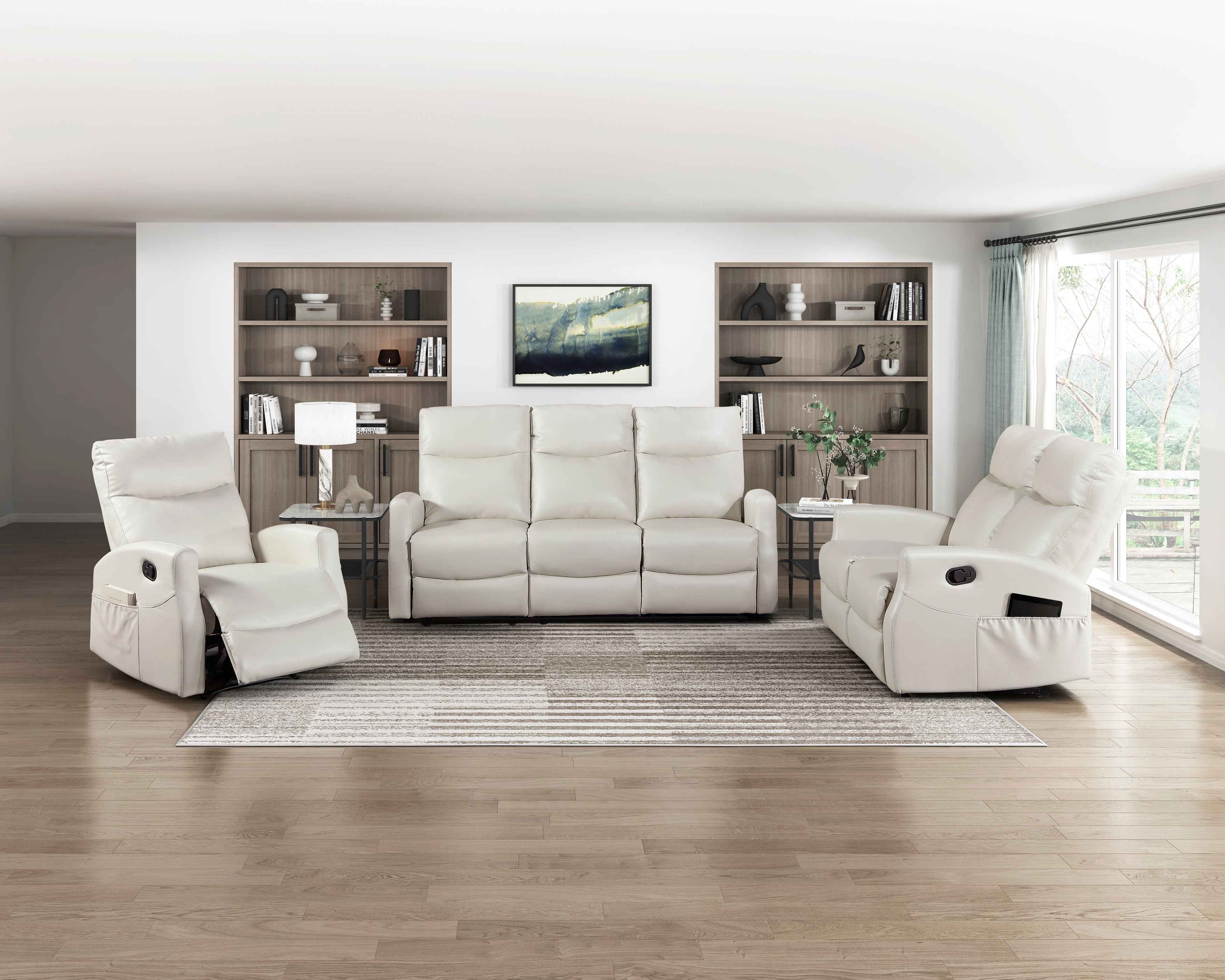 Heisley Beige 3-Piece Reclining Living Room Set