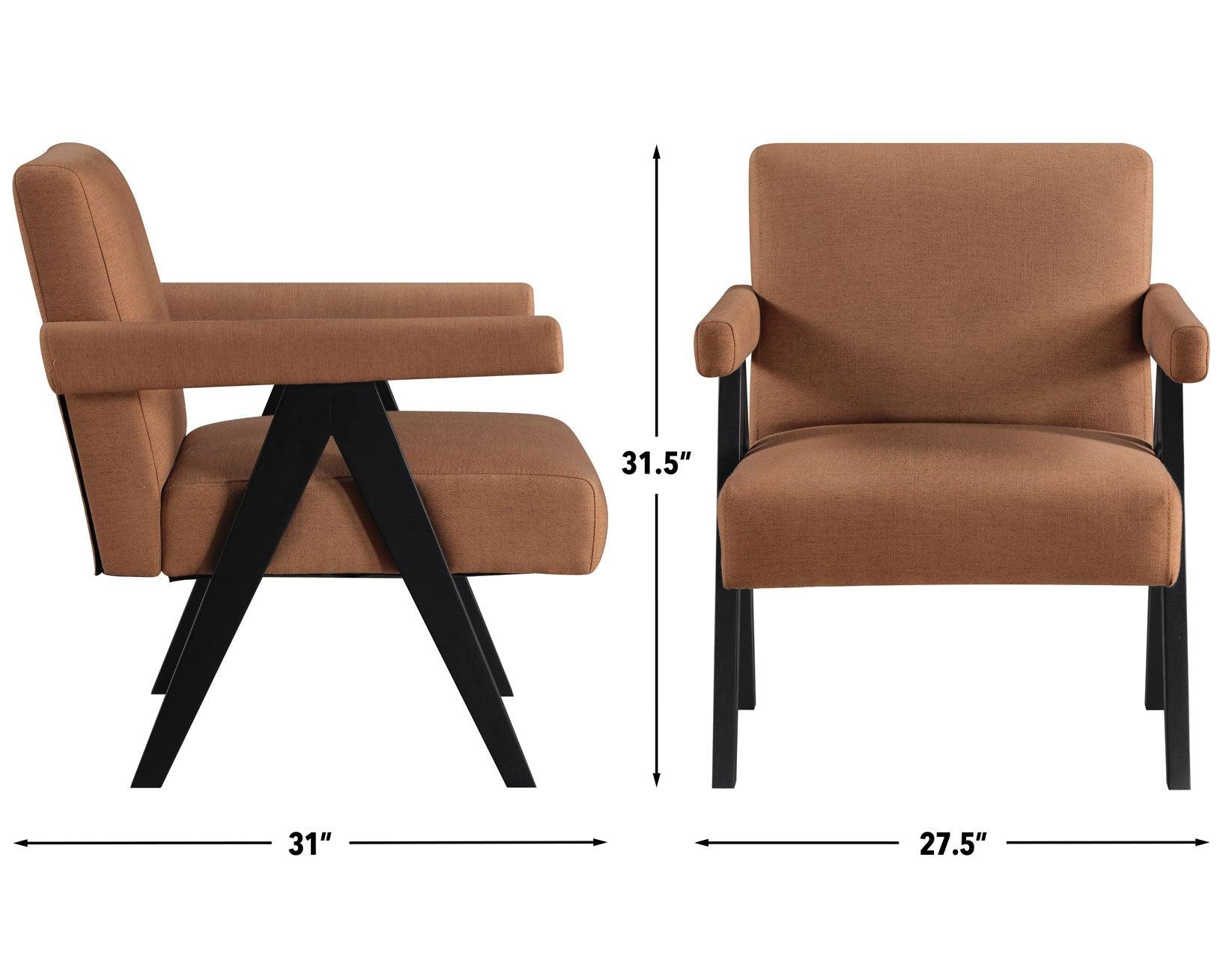 Helen Rust Fabric with Black Wood Finish Accent Chair - Image 8