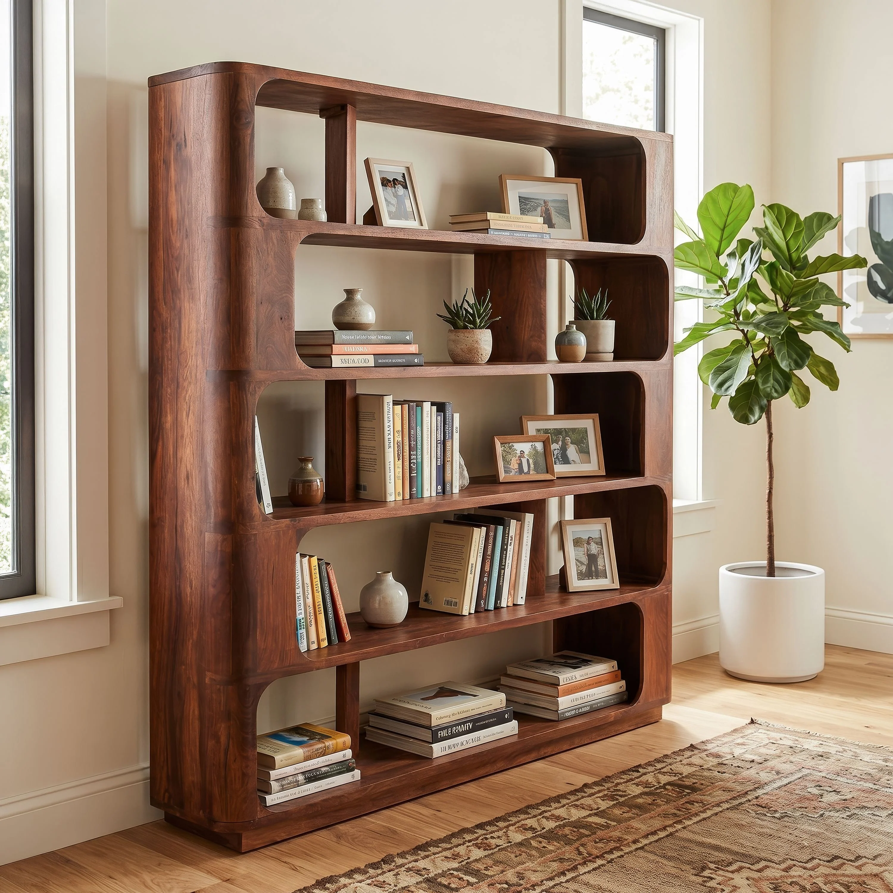 Henderson 69" Tall Bookshelf in Pecan Brown - Image 7
