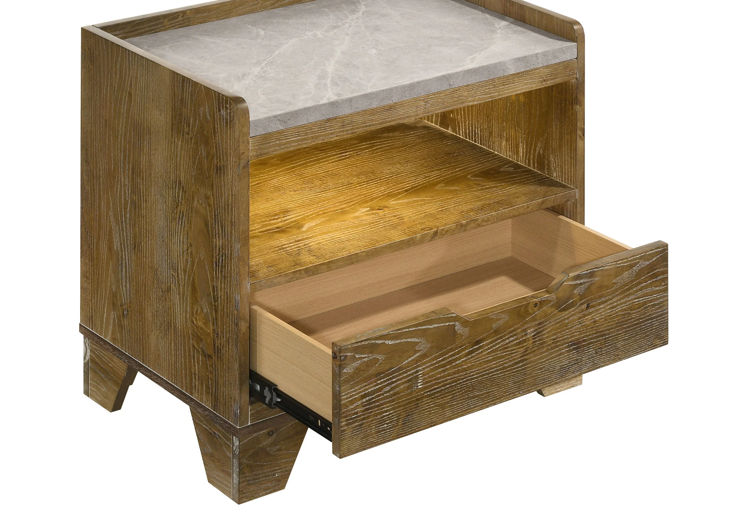 Henderson Medium Oak 1-drawer LED Nightstand Bedside Table - Image 7