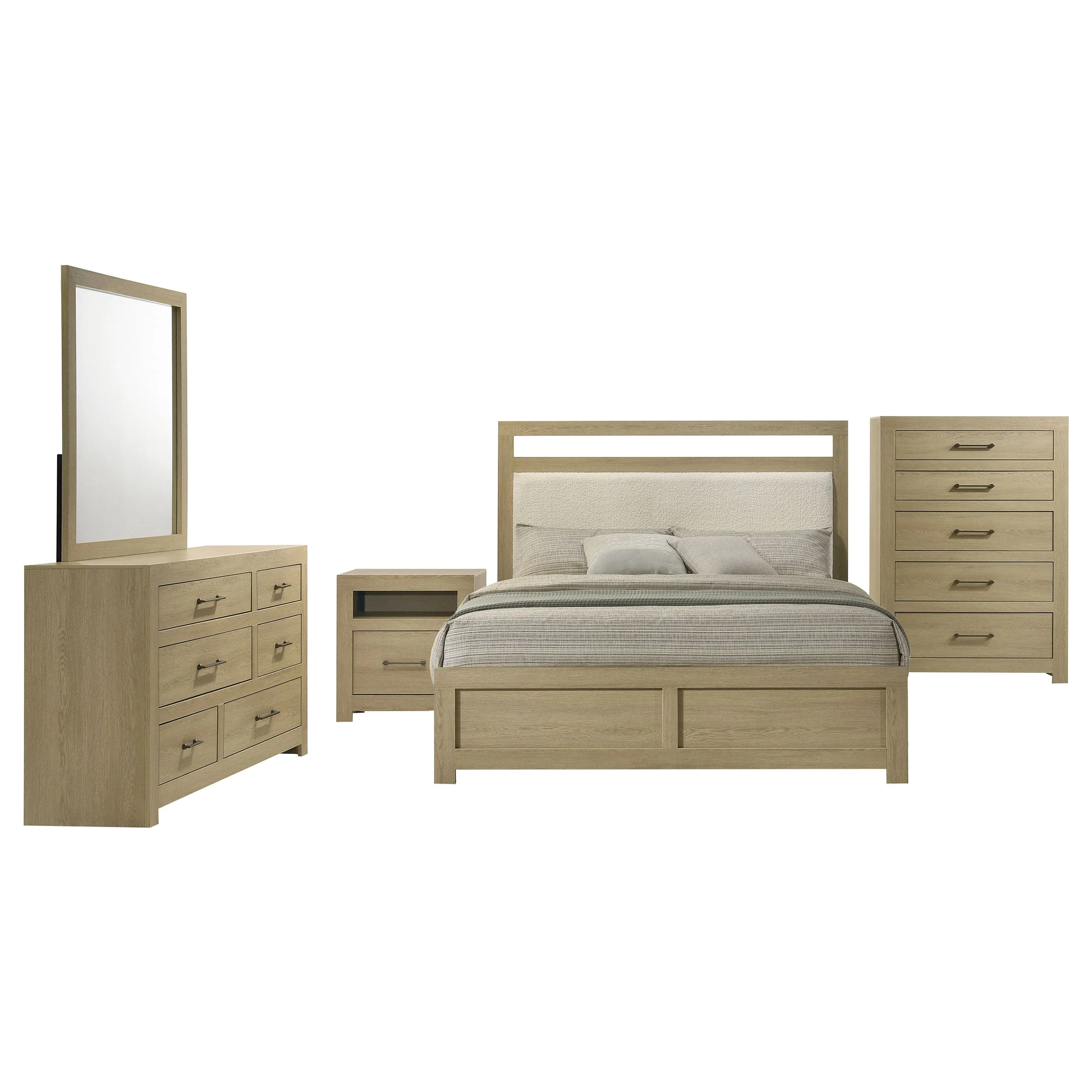 Hendricks Light Oak 5-piece Eastern King Bedroom Set