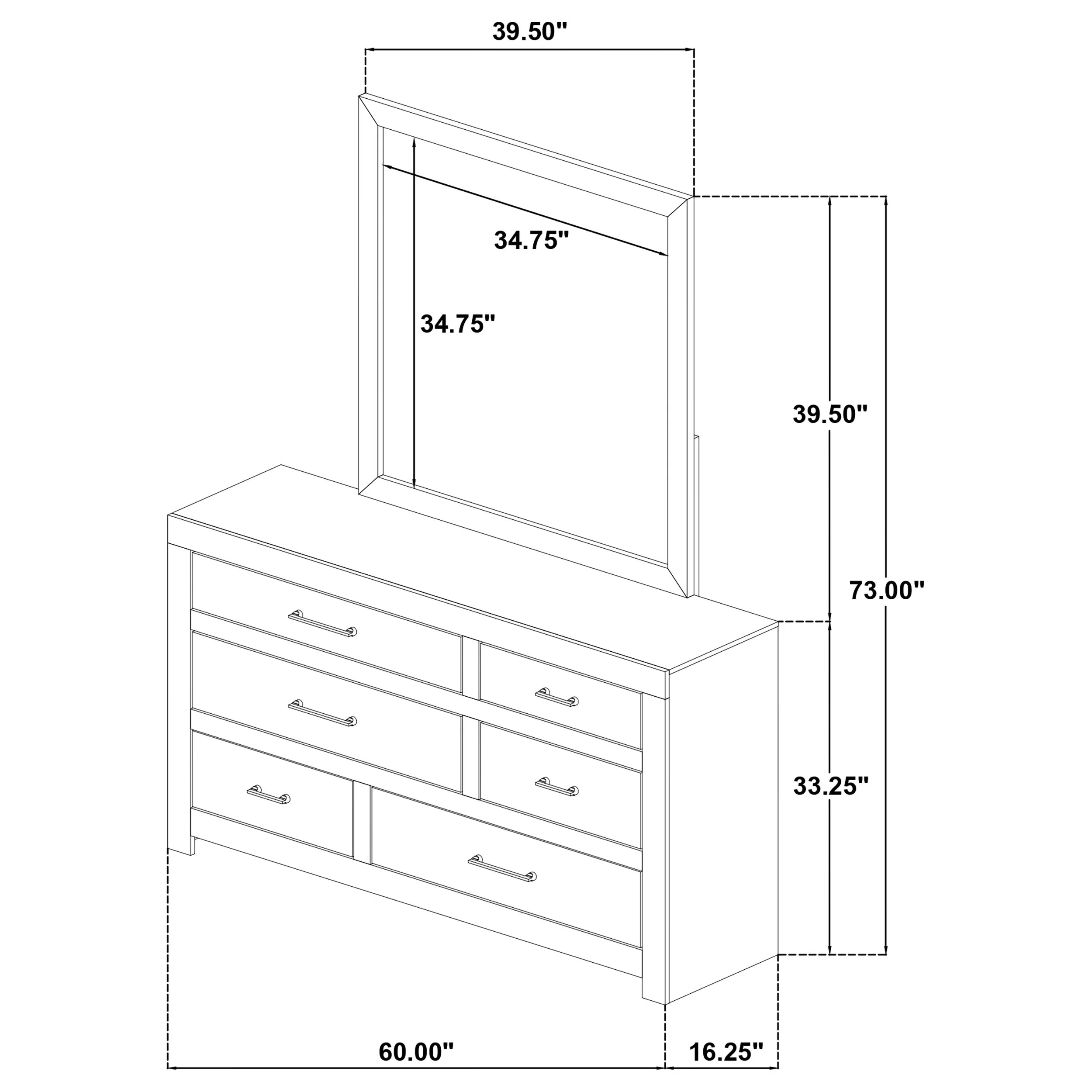 Hendricks Light Oak 6-drawer Bedroom Dresser and Mirror - Image 12