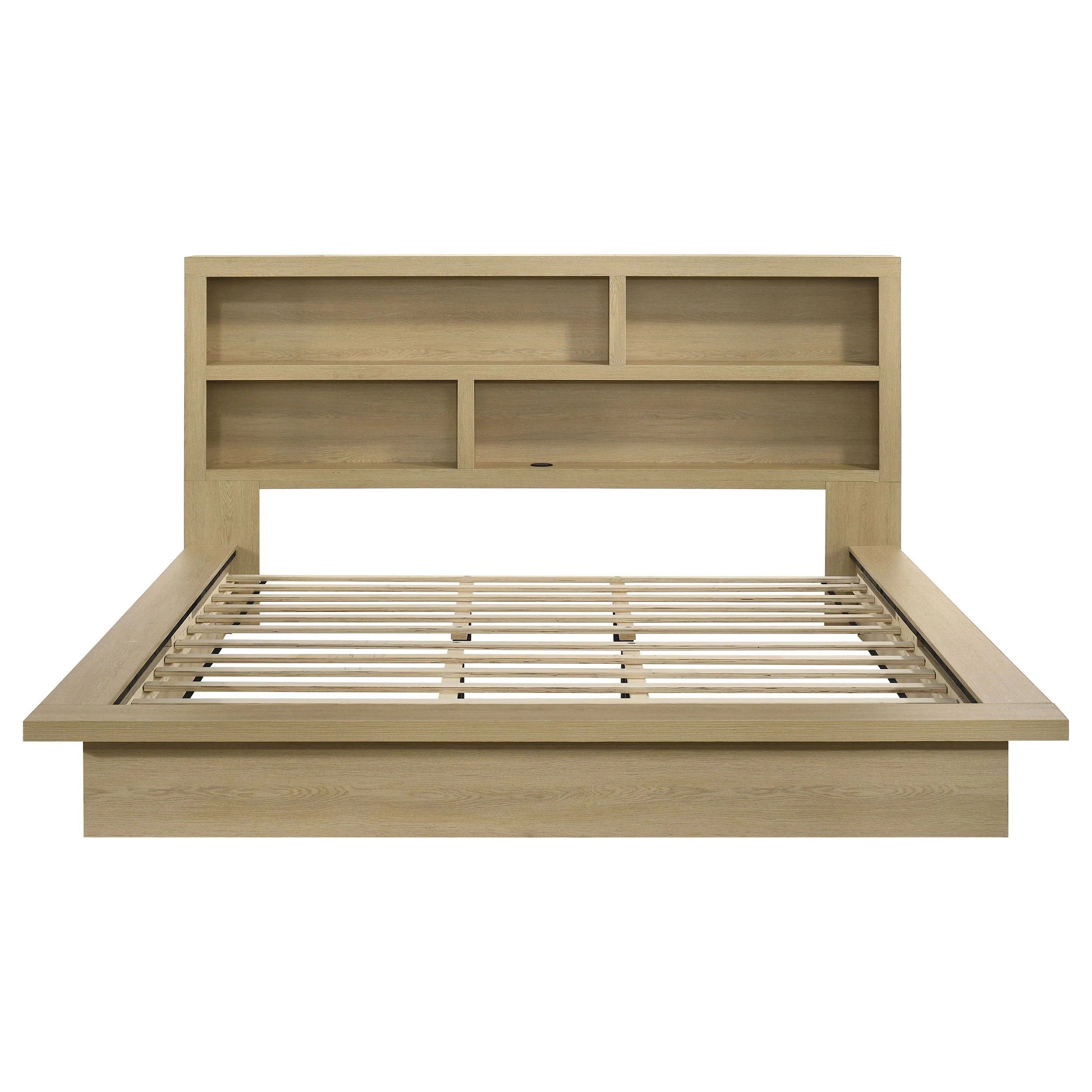 Hendricks Light Oak Eastern King Bookcase Headboard Platform Bed - Image 3