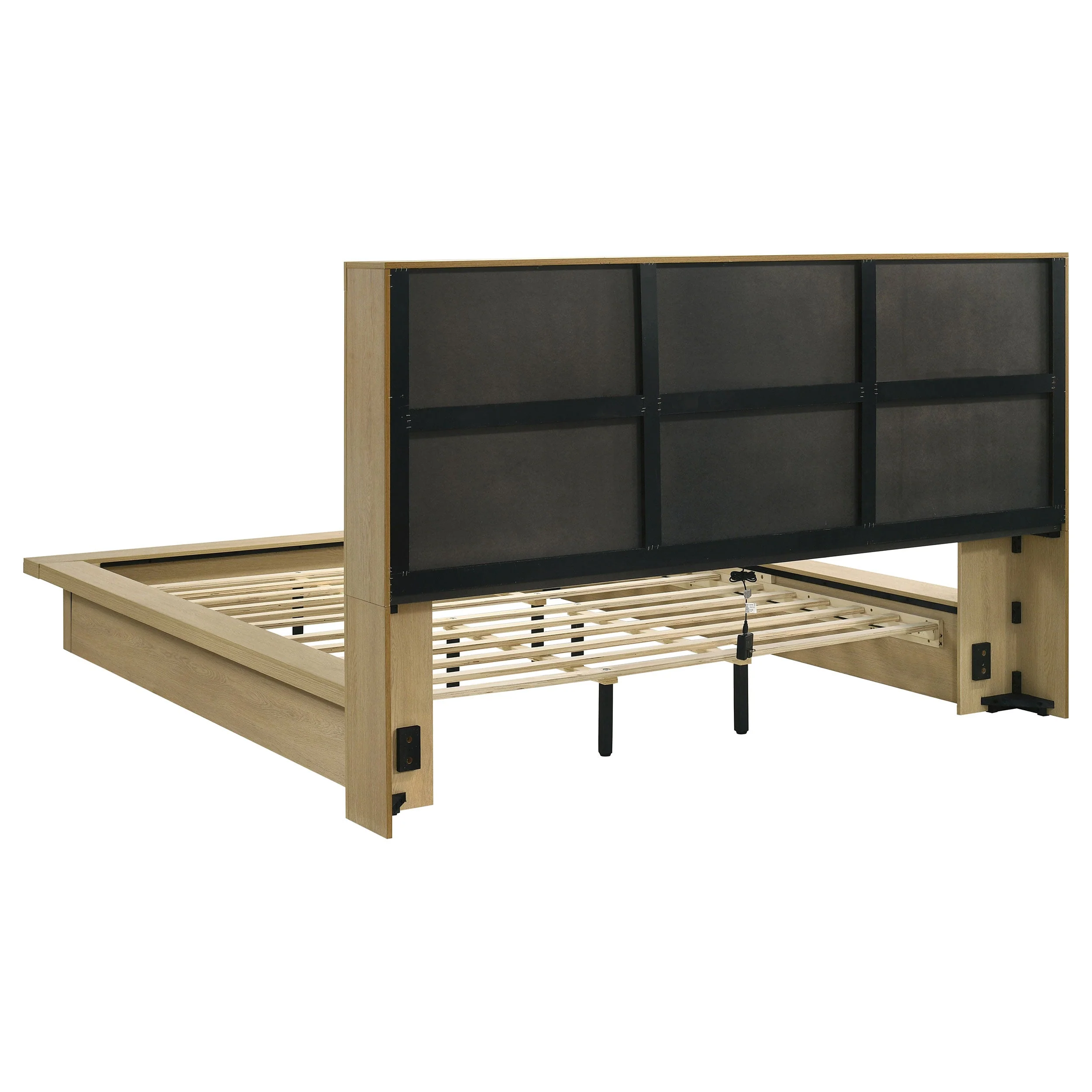 Hendricks Light Oak Eastern King Bookcase Headboard Platform Bed - Image 4