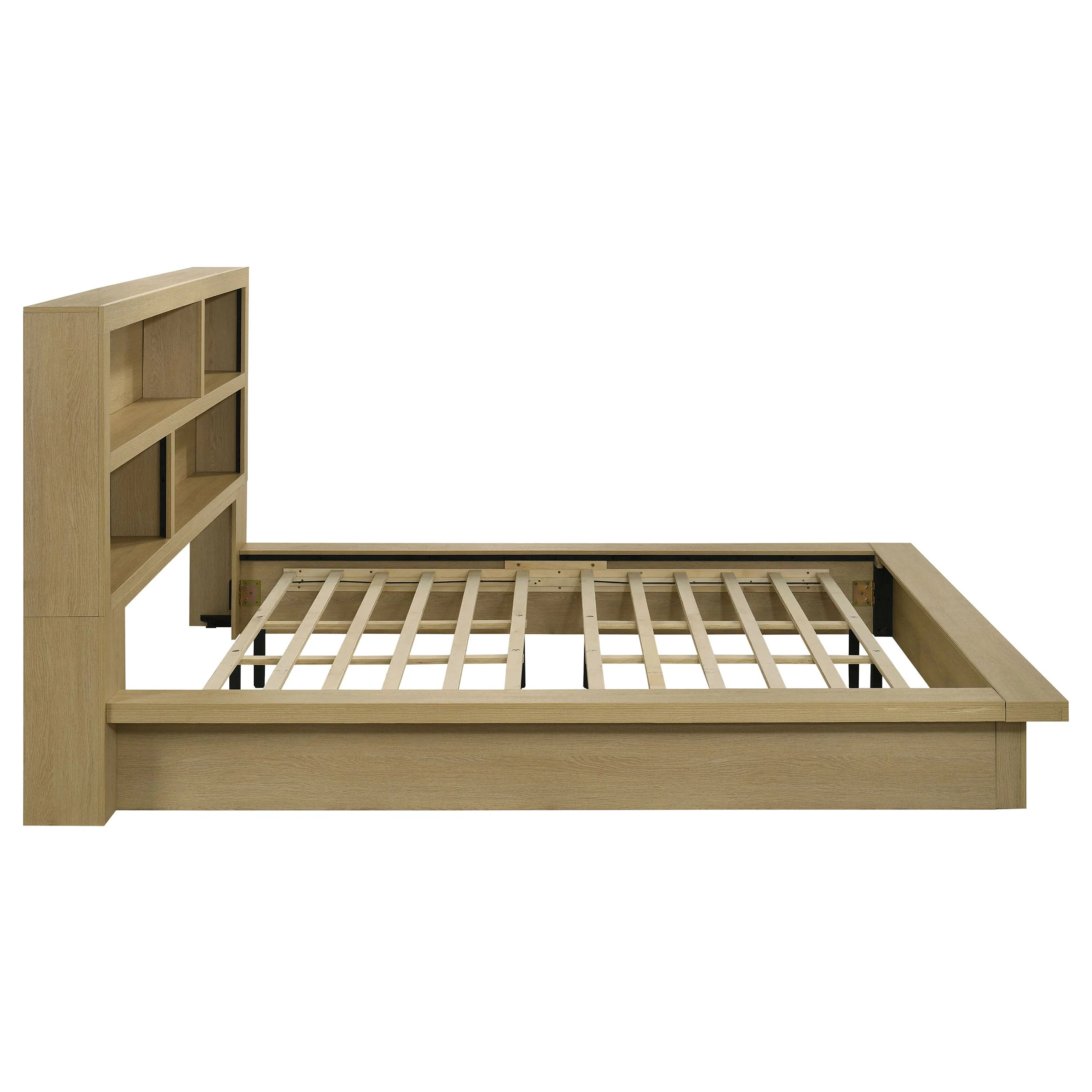 Hendricks Light Oak Eastern King Bookcase Headboard Platform Bed - Image 5