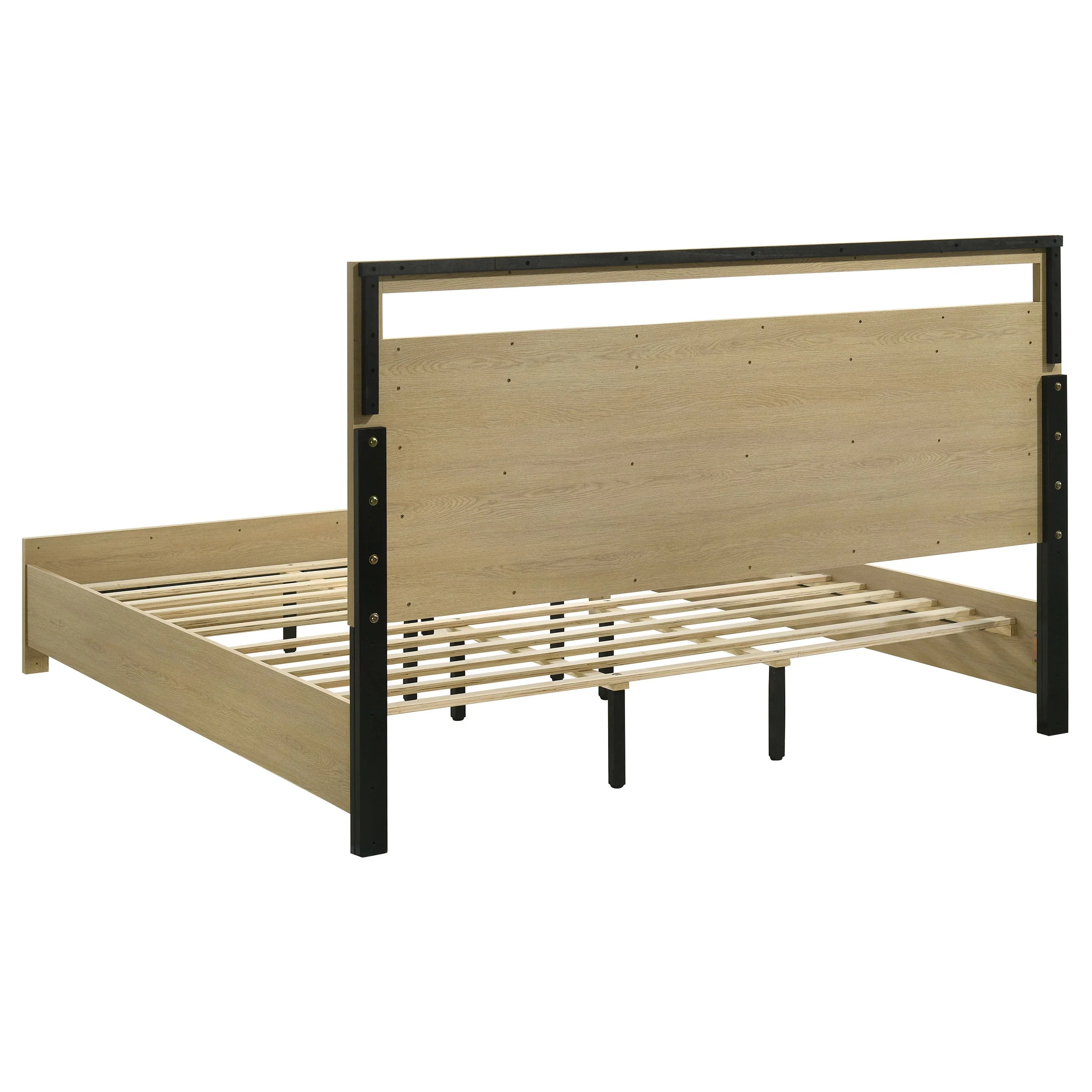 Hendricks Light Oak Eastern King Panel Headboard Platform Bed - Image 4