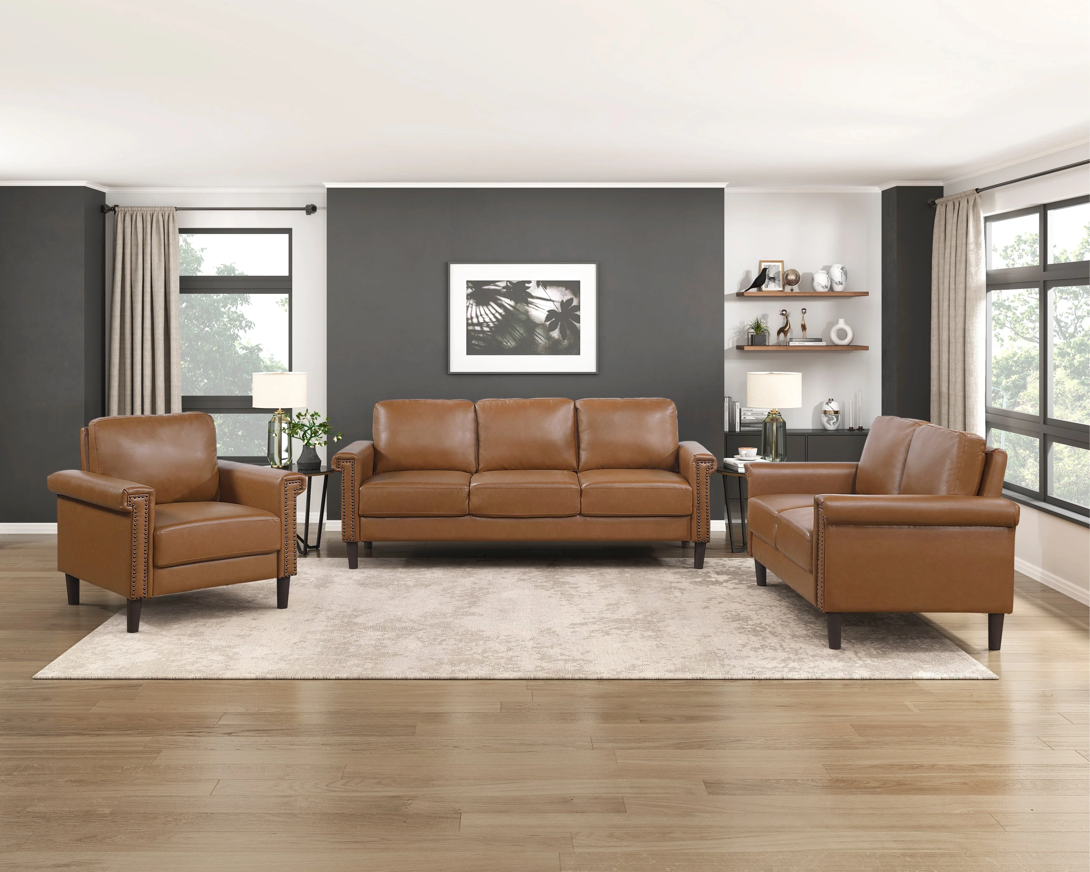 Heritage Brown Loveseat - Image 5