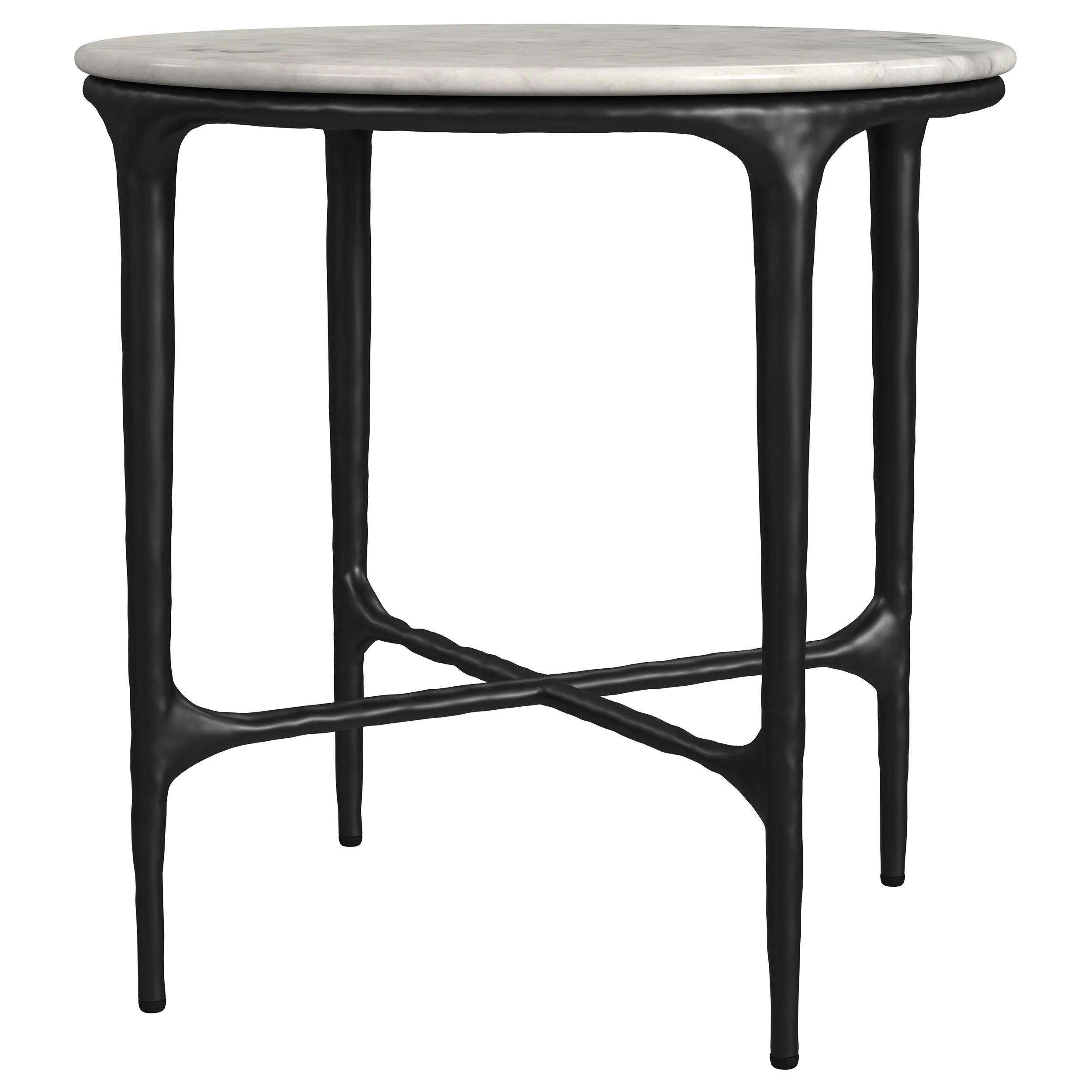 Hermas White and Black 2-Piece Round Marble Coffee and End Table Set - Image 5