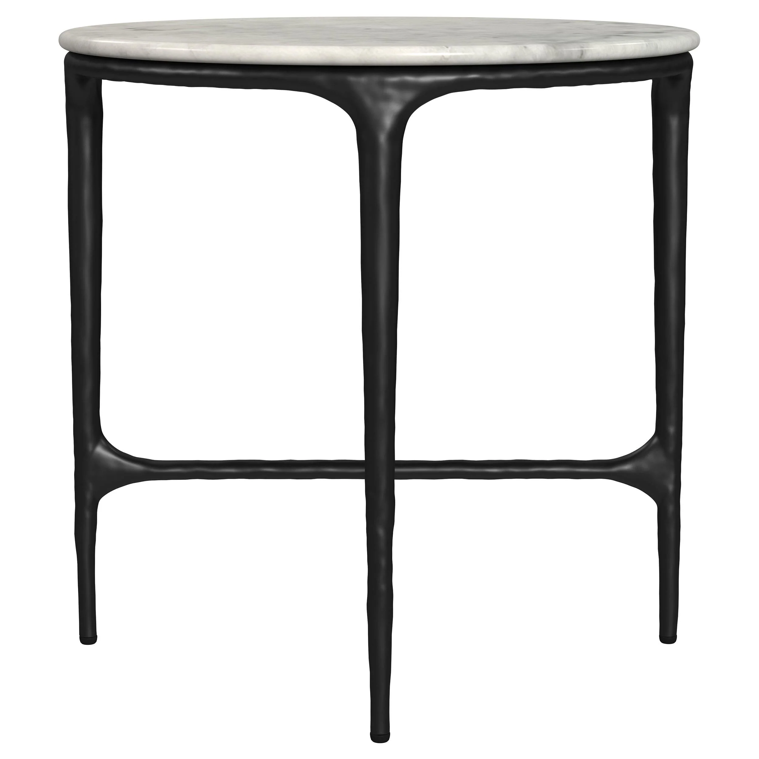 Hermas White Round Genuine Marble Top Metal End Table - Image 5