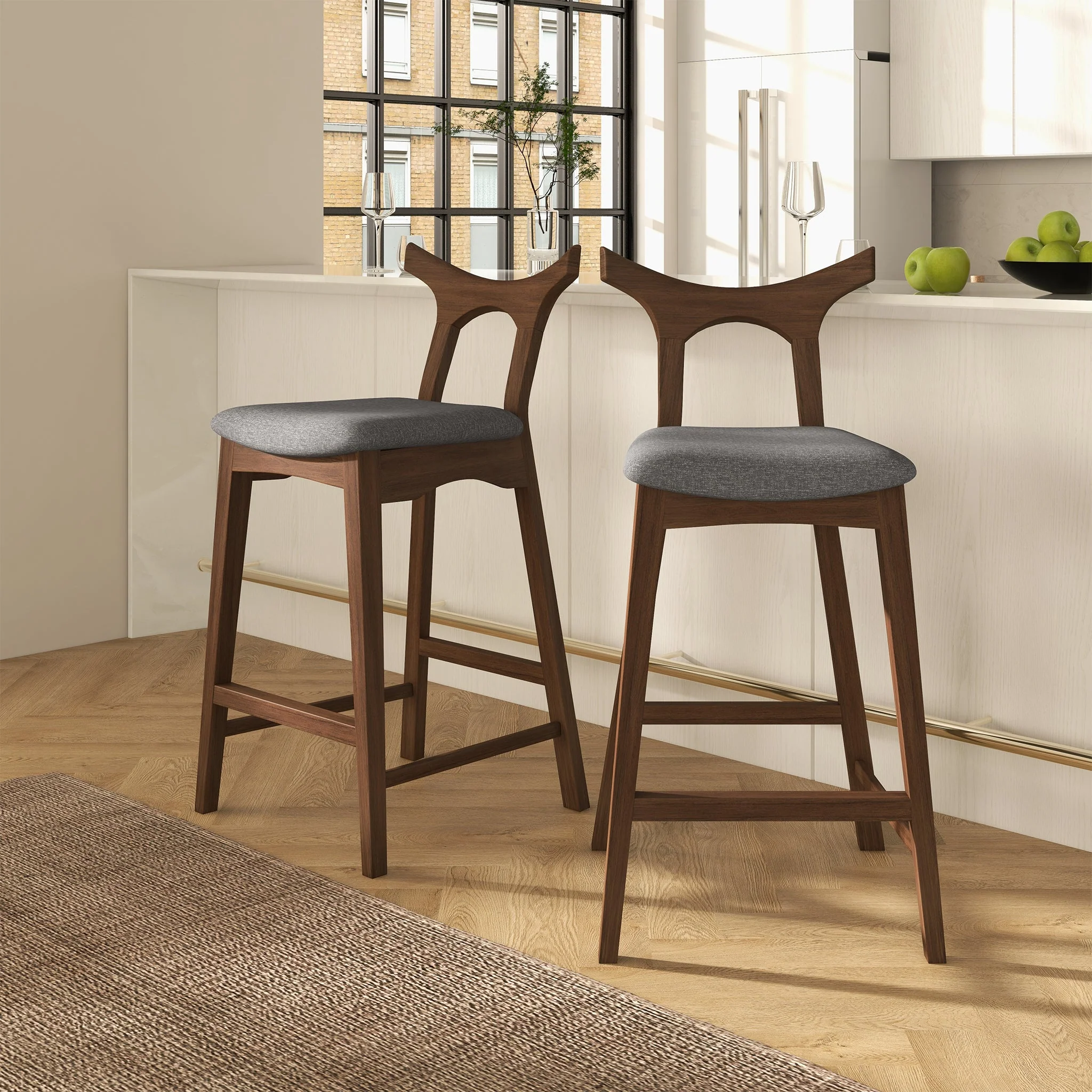 Hester Solid Wood Upholstered Square Bar Chair (Set Of 2) - Image 2