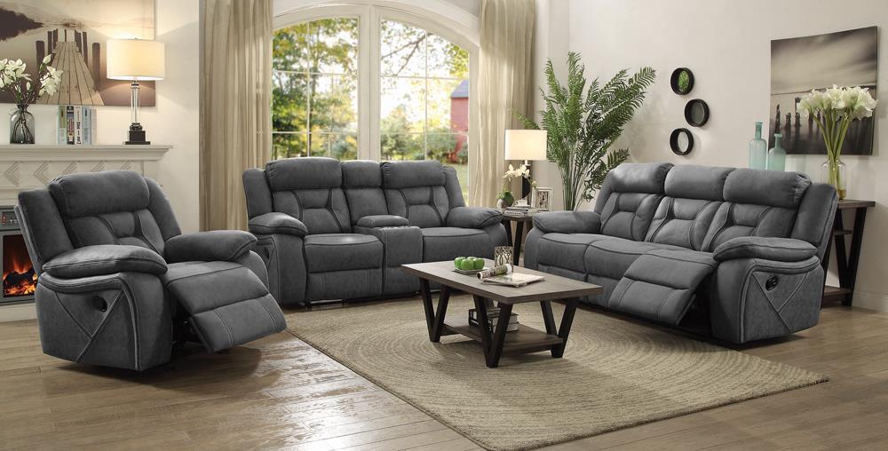 Higgins Gray Overstuffed Upholstered Glider Recliner - Image 7