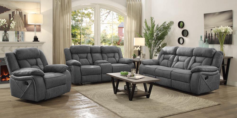 Higgins Gray Pillow Top Arm Motion Loveseat with Console - Image 8