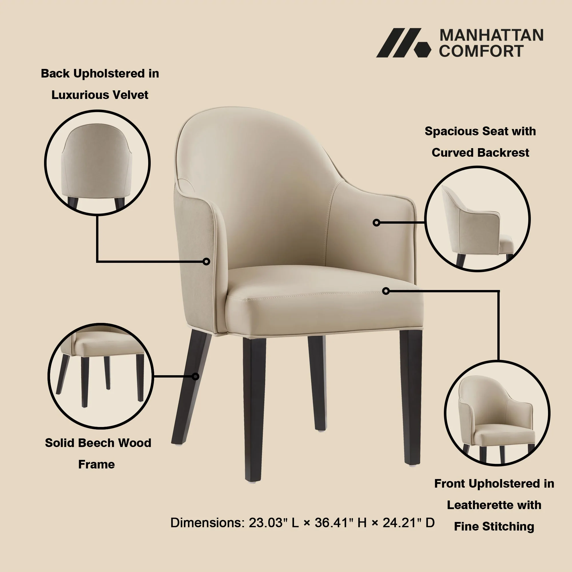 Hillman Dining Armchair in Sand (set of 2) - Image 4