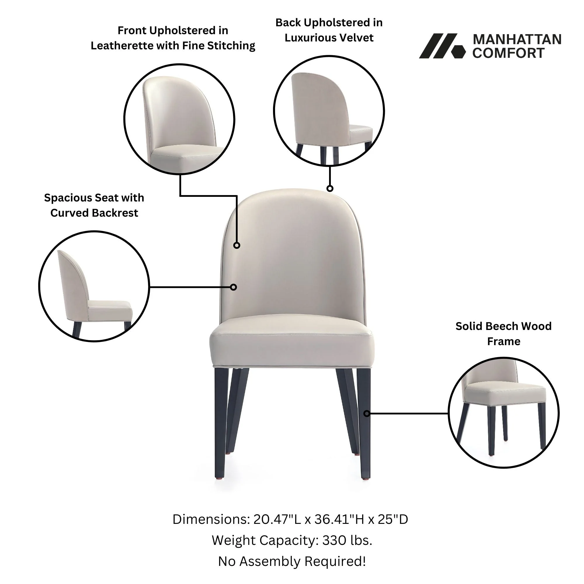 Hillman Dining Side and Arm Chairs in Light Grey - Set of 8 - Image 6