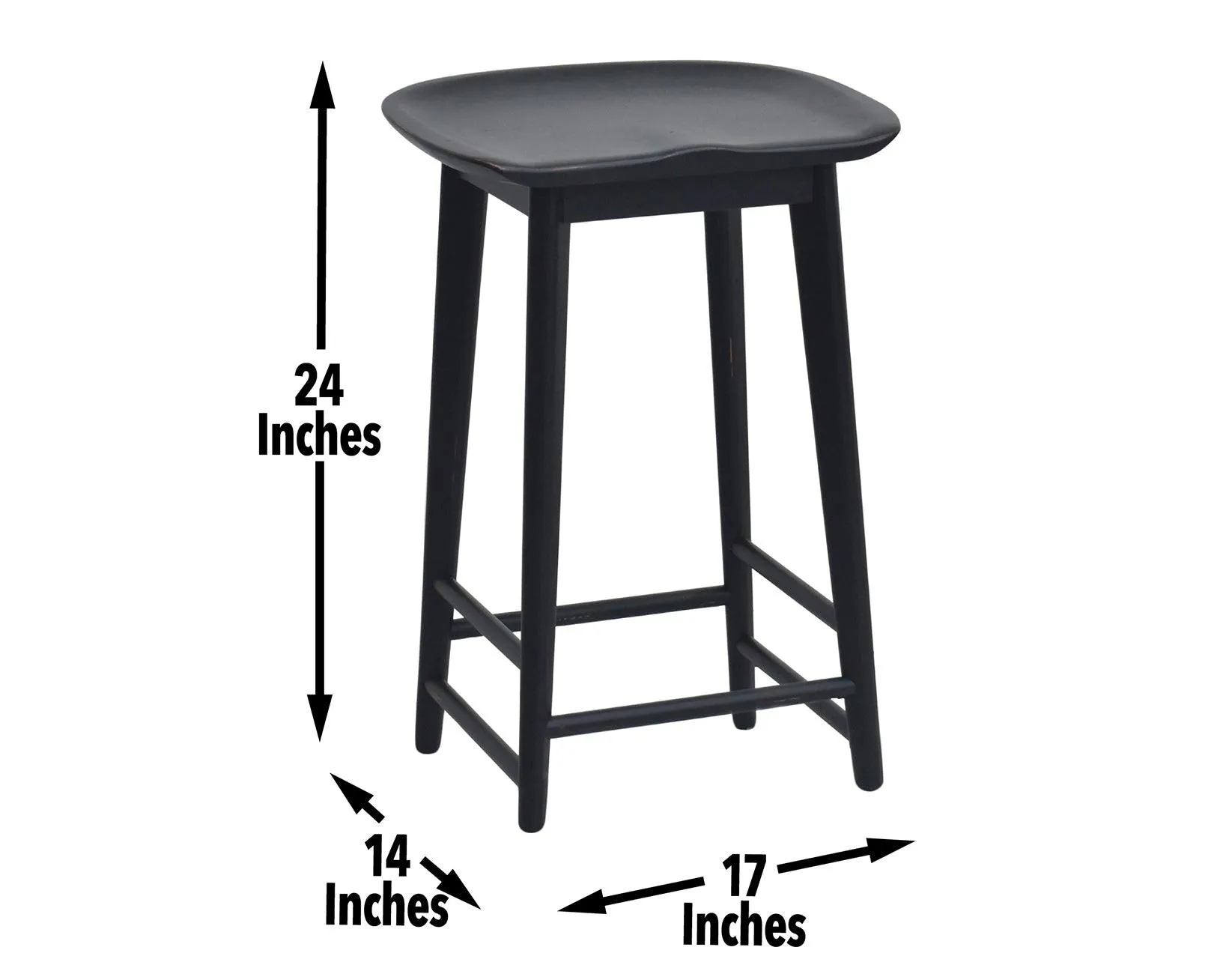 Hilton 24″ Backless Counter Stool, Black - Image 3