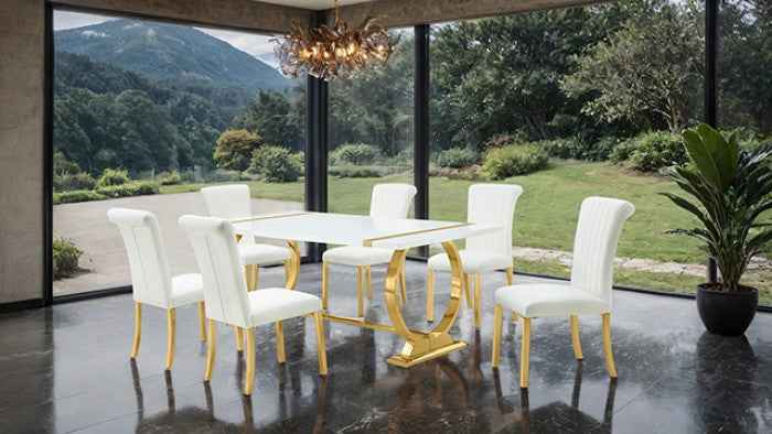 Holbaek Gold/White 80 5-Piece Dining Room Set - Image 2