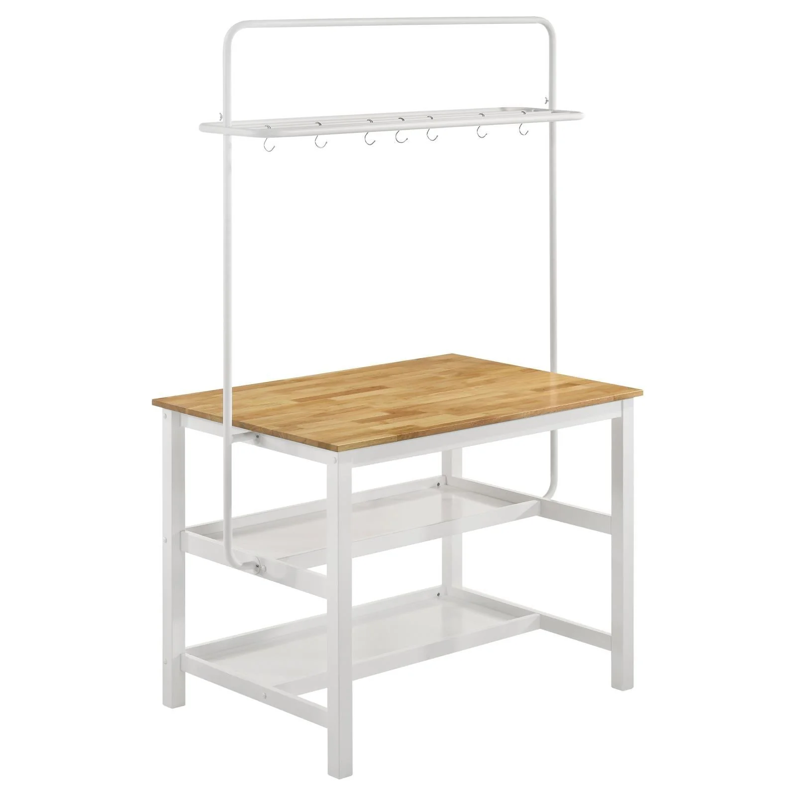 Hollis Brown/White 3-Piece Kitchen Island Counter Height Table with Stools - Image 3