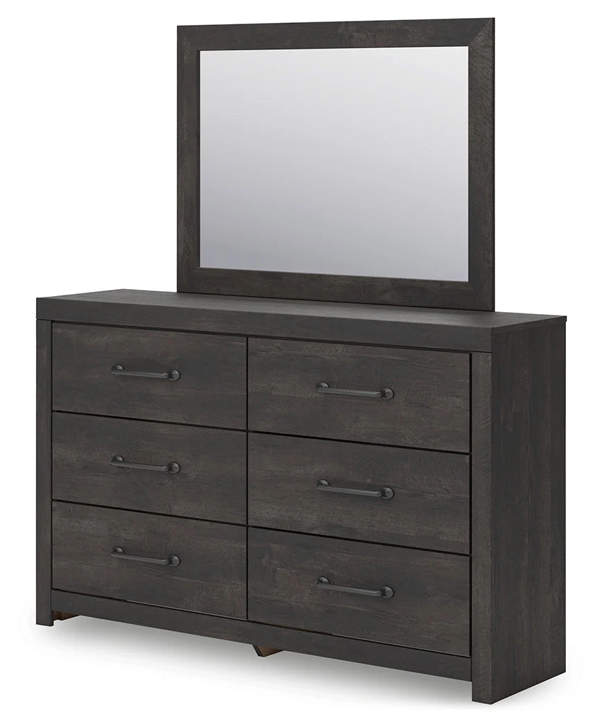 Hollivern Dark Gray Dresser and Mirror - Image 3