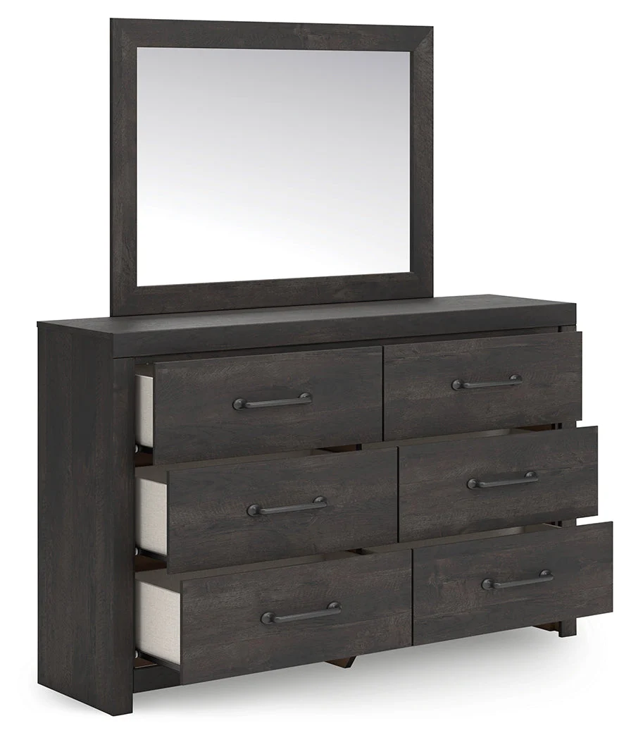 Hollivern Dark Gray Dresser and Mirror - Image 4